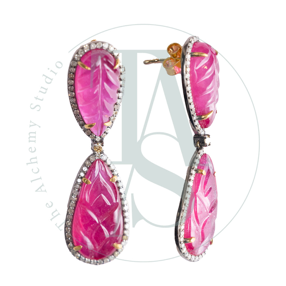 Donya Ruby and Diamond Earrings