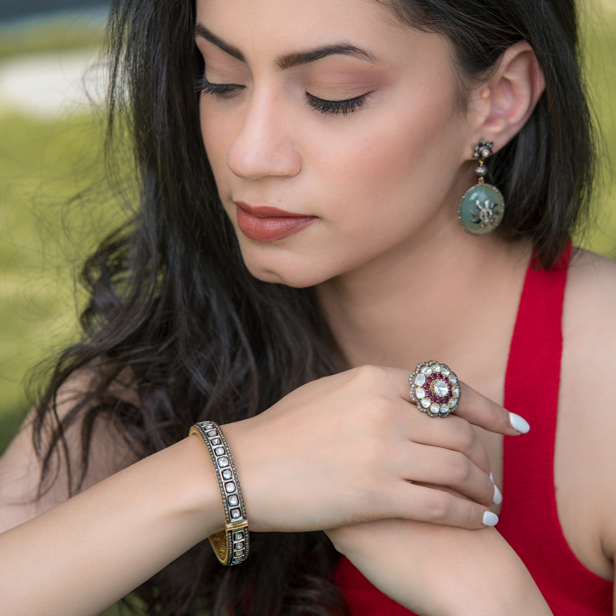 Celeste Polki Florite Earrings