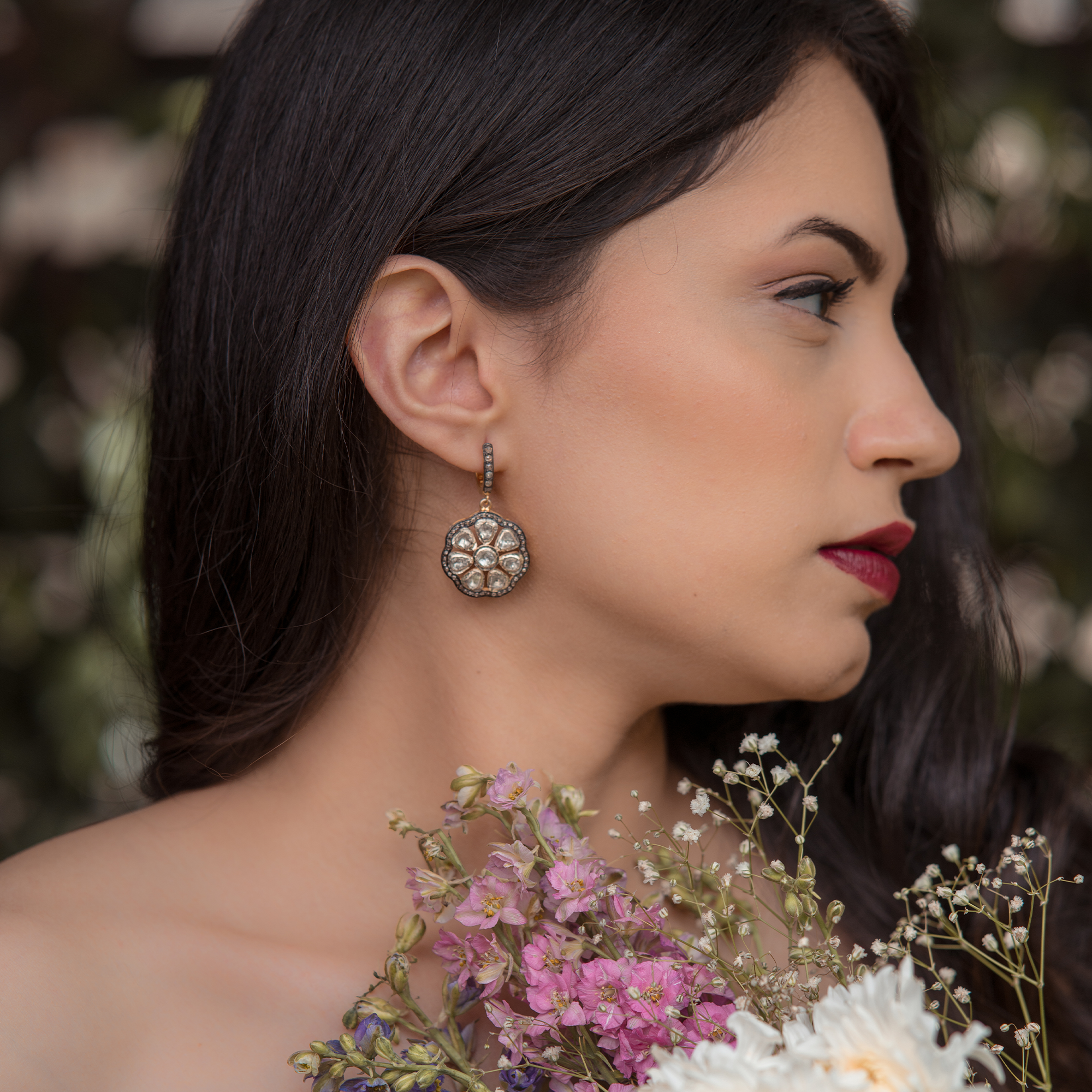 TAS Geo Flora Polki Earrings
