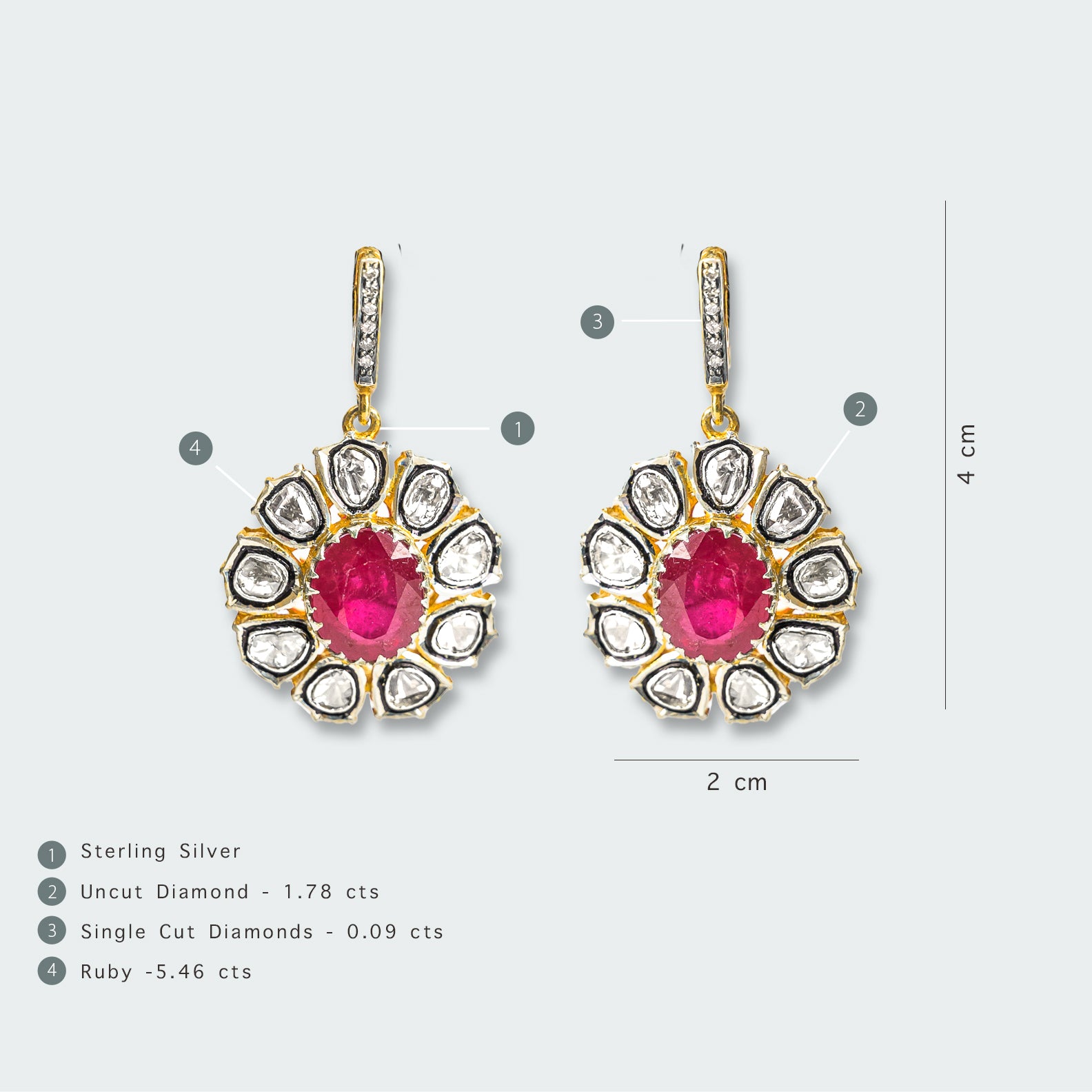 Arya Ruby Polki Earrings
