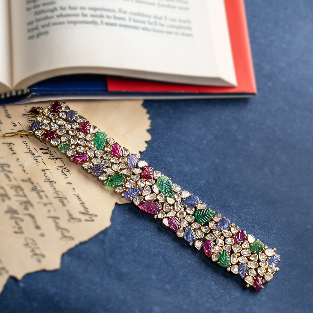 Abelia Ruby Emerald Tanzanite Polki Bracelet