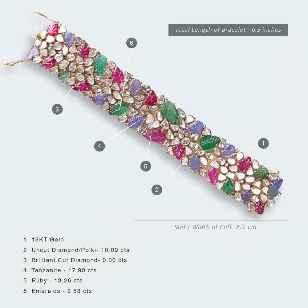 Abelia Ruby Emerald Tanzanite Polki Bracelet