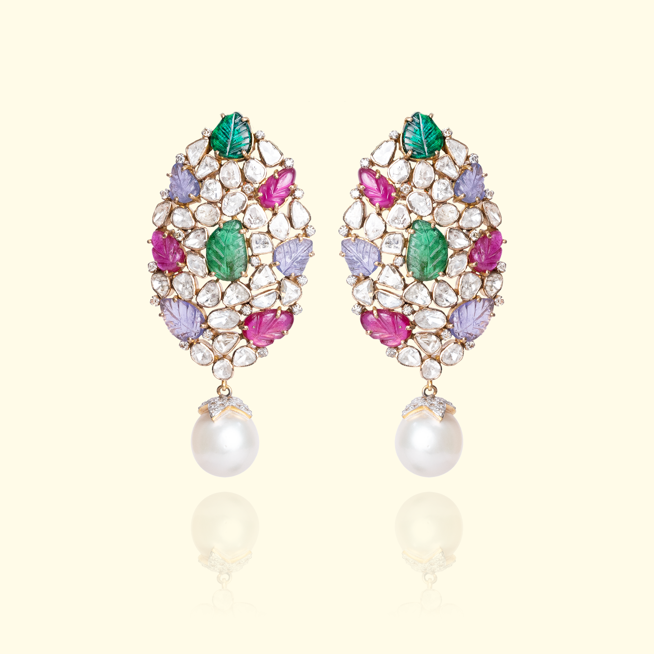 Abelia Emerald ruby polki Earrings