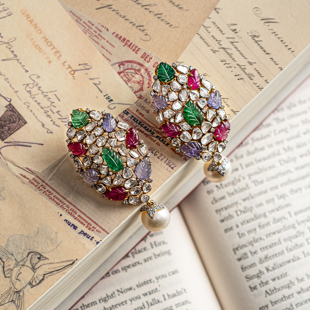 Abelia Emerald ruby polki Earrings