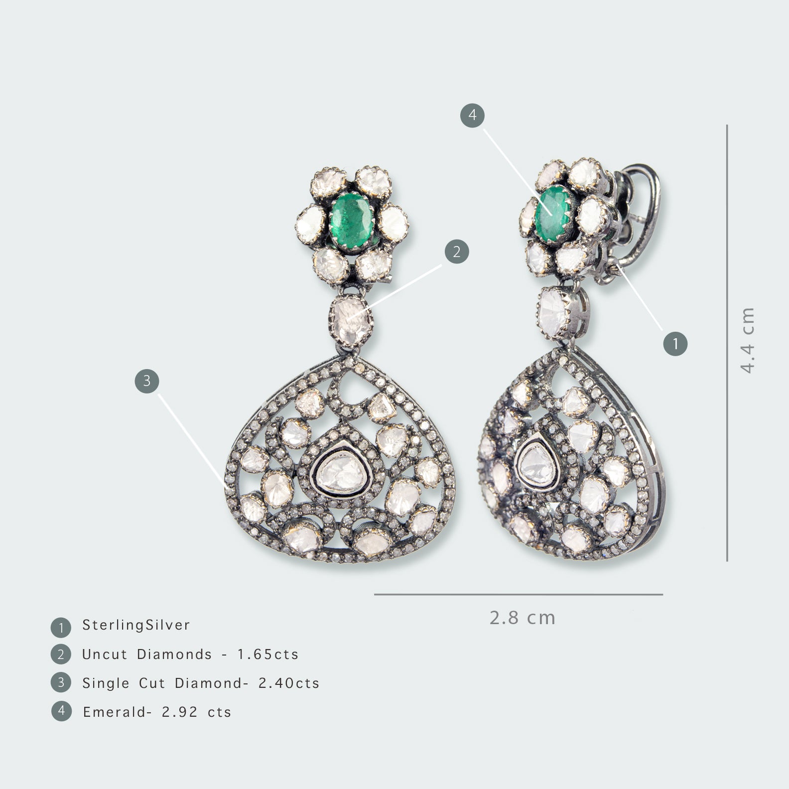 Adella Emerald Polki Earrings