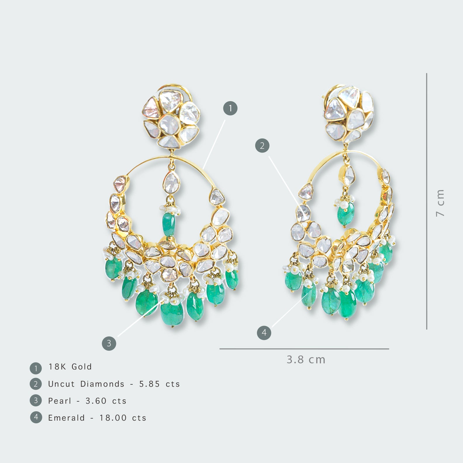 Adiya Emerald Polki Chaandbalis