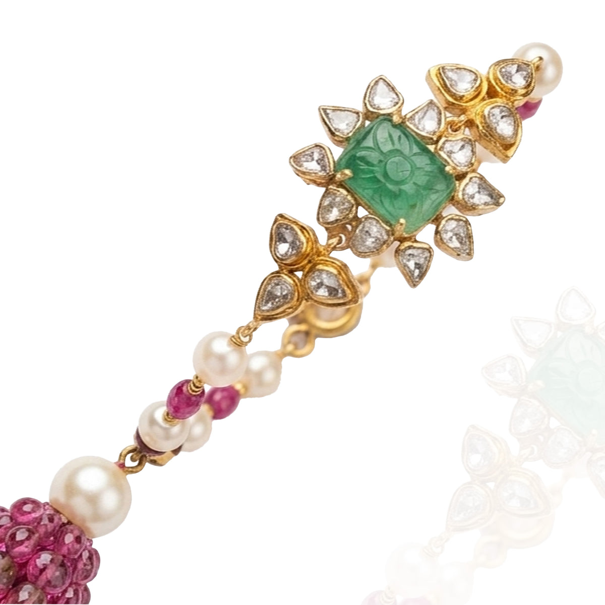 Ahana Polki tourmaline carved Emerald Bracelet