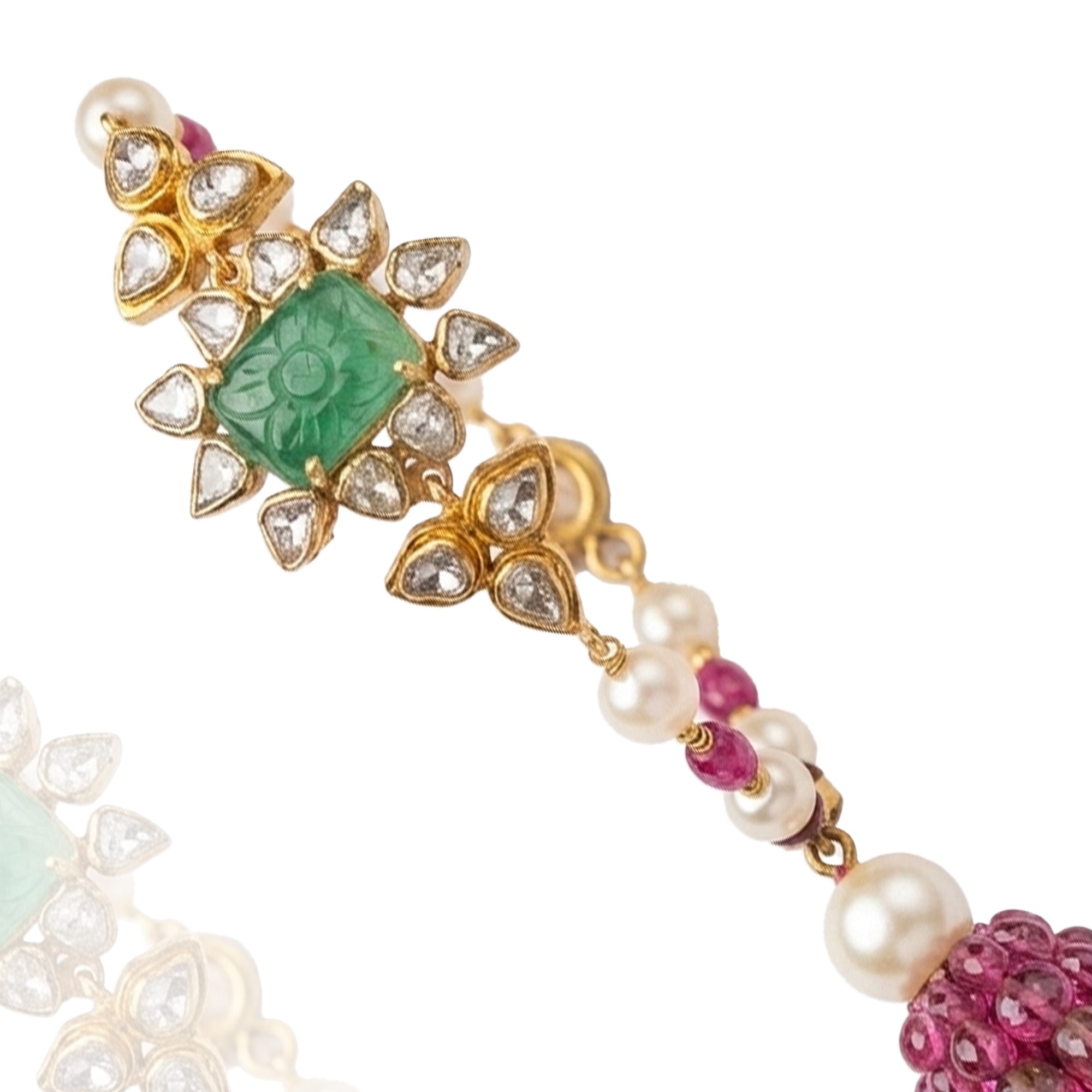 Ahana Polki tourmaline carved Emerald Bracelet