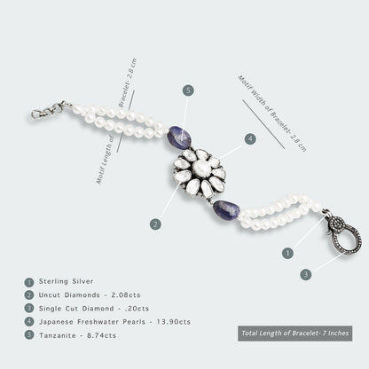 Amaraa Pearl and Uncut Diamond Bracelet