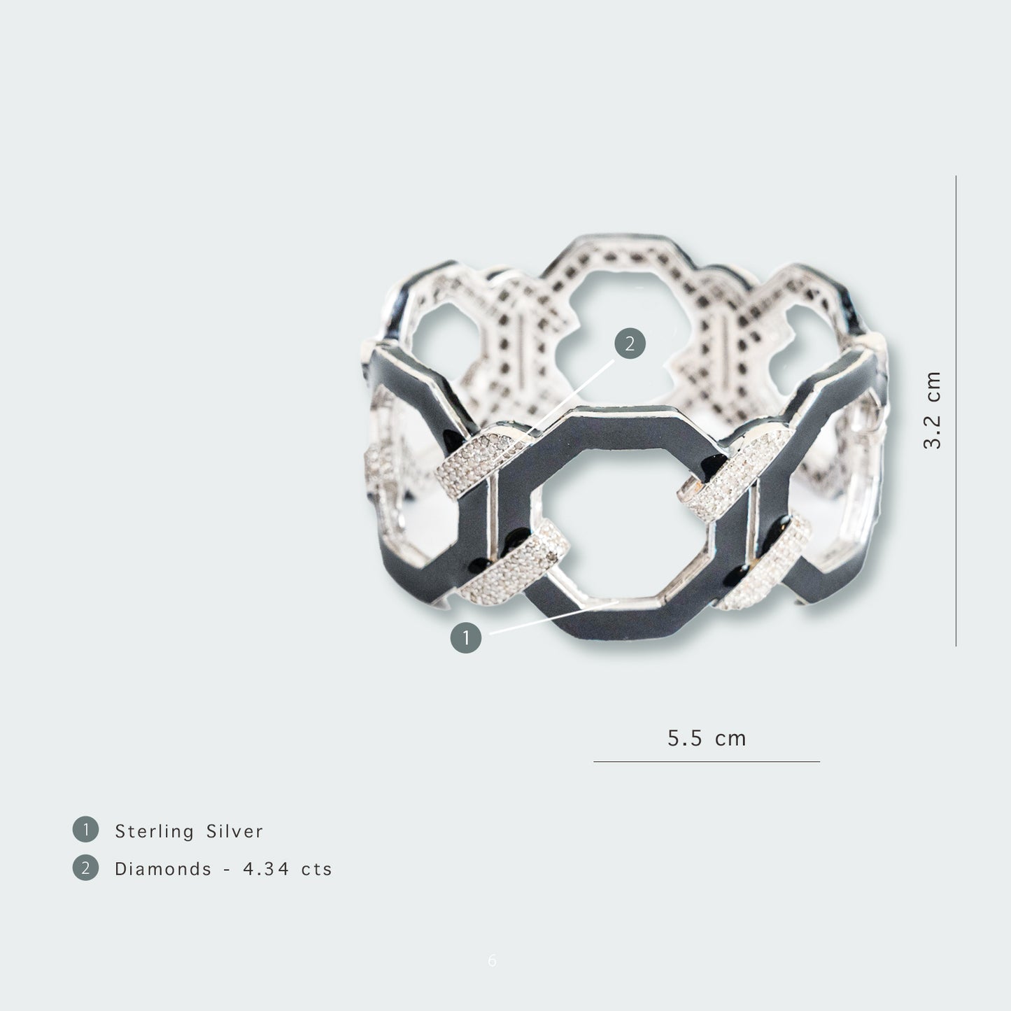 Amor Black Enamel and Diamond Cuff