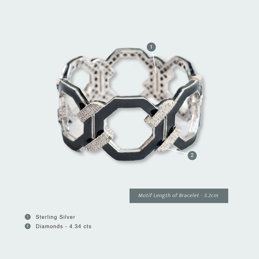 Amor Black Onyx Diamond Cuff