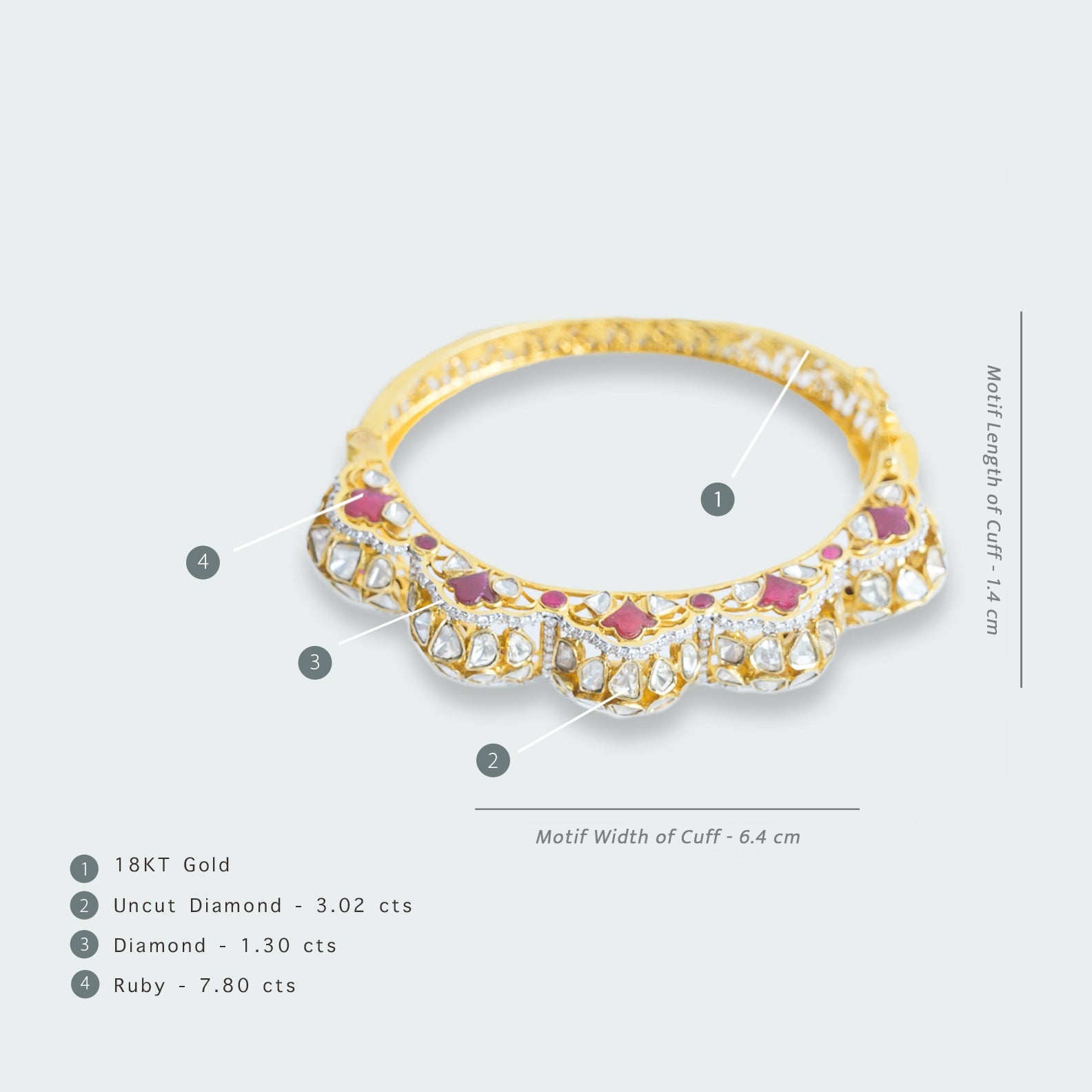 Arvee Ruby Polki Cuff