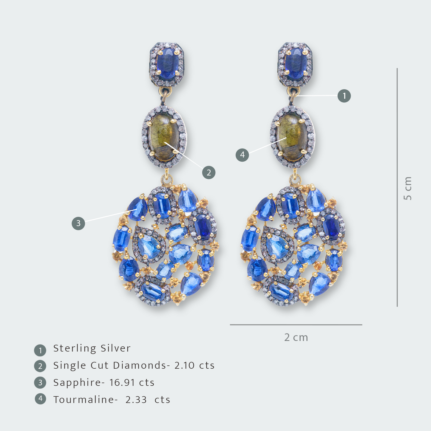 Aurora Sapphire Cascading Earrings