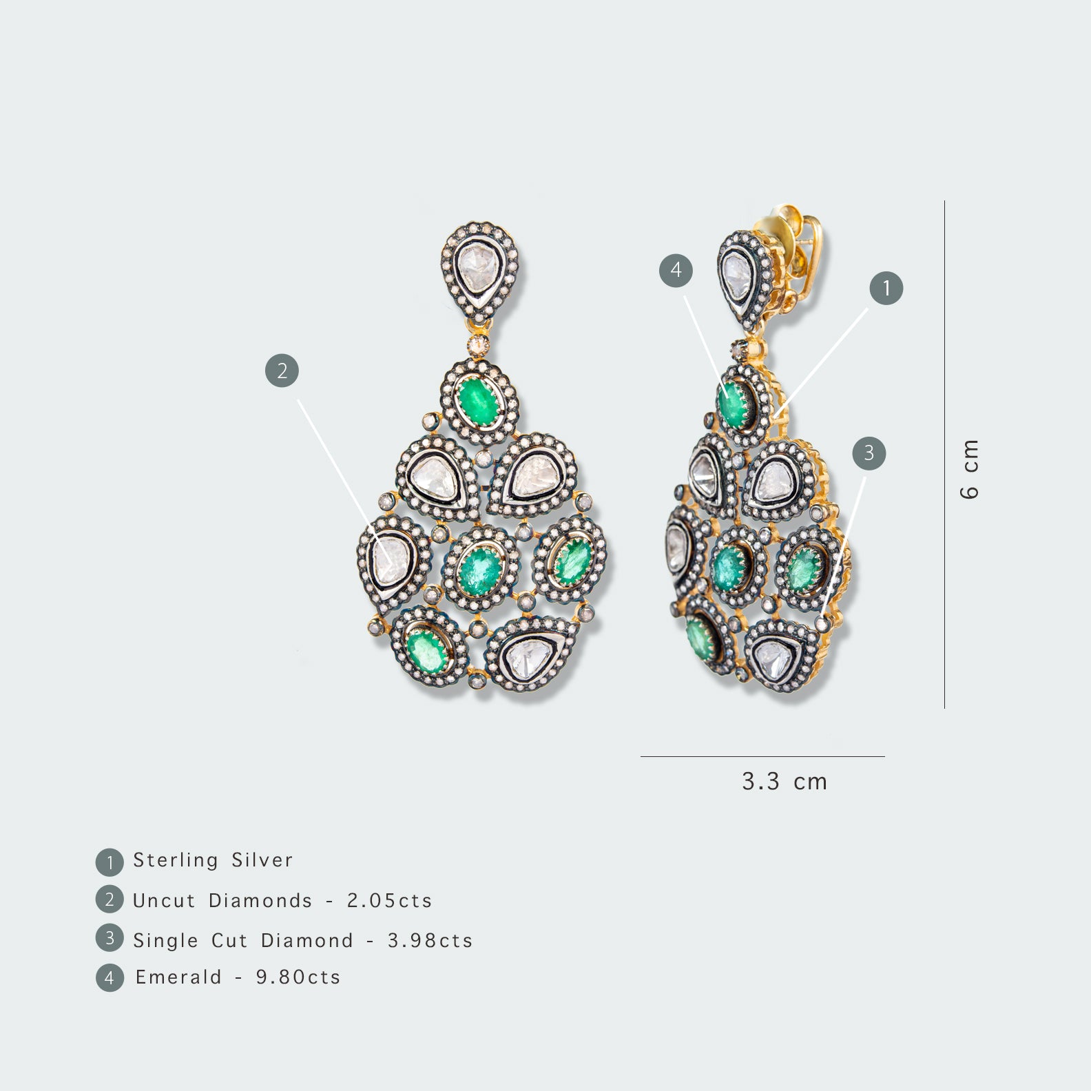 Azry Emerald Polki Earrings
