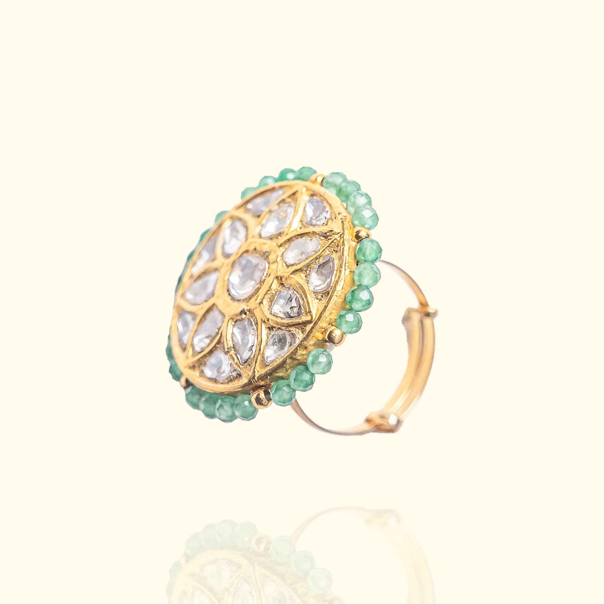 Naira Emerald Polki Ring