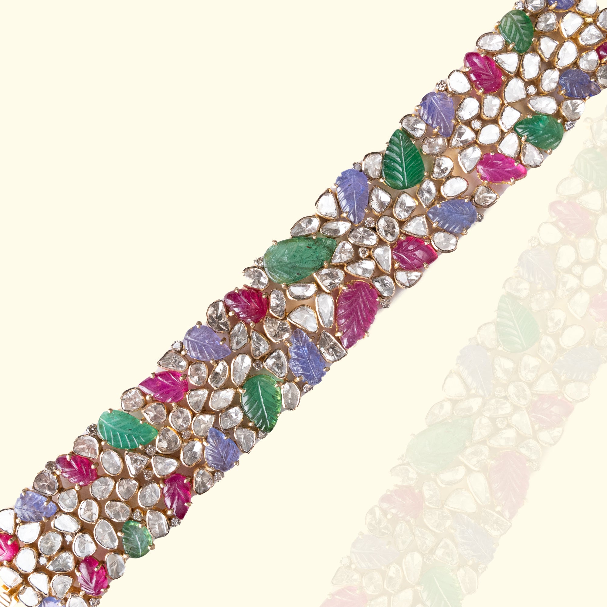 Abelia Ruby Emerald Tanzanite Polki Bracelet