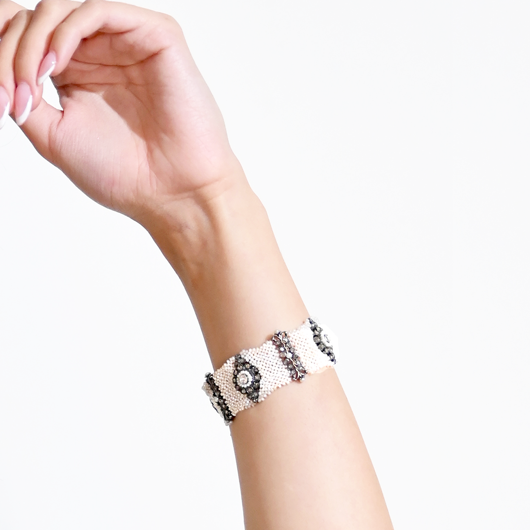 Woven Pearl Polki Bracelet