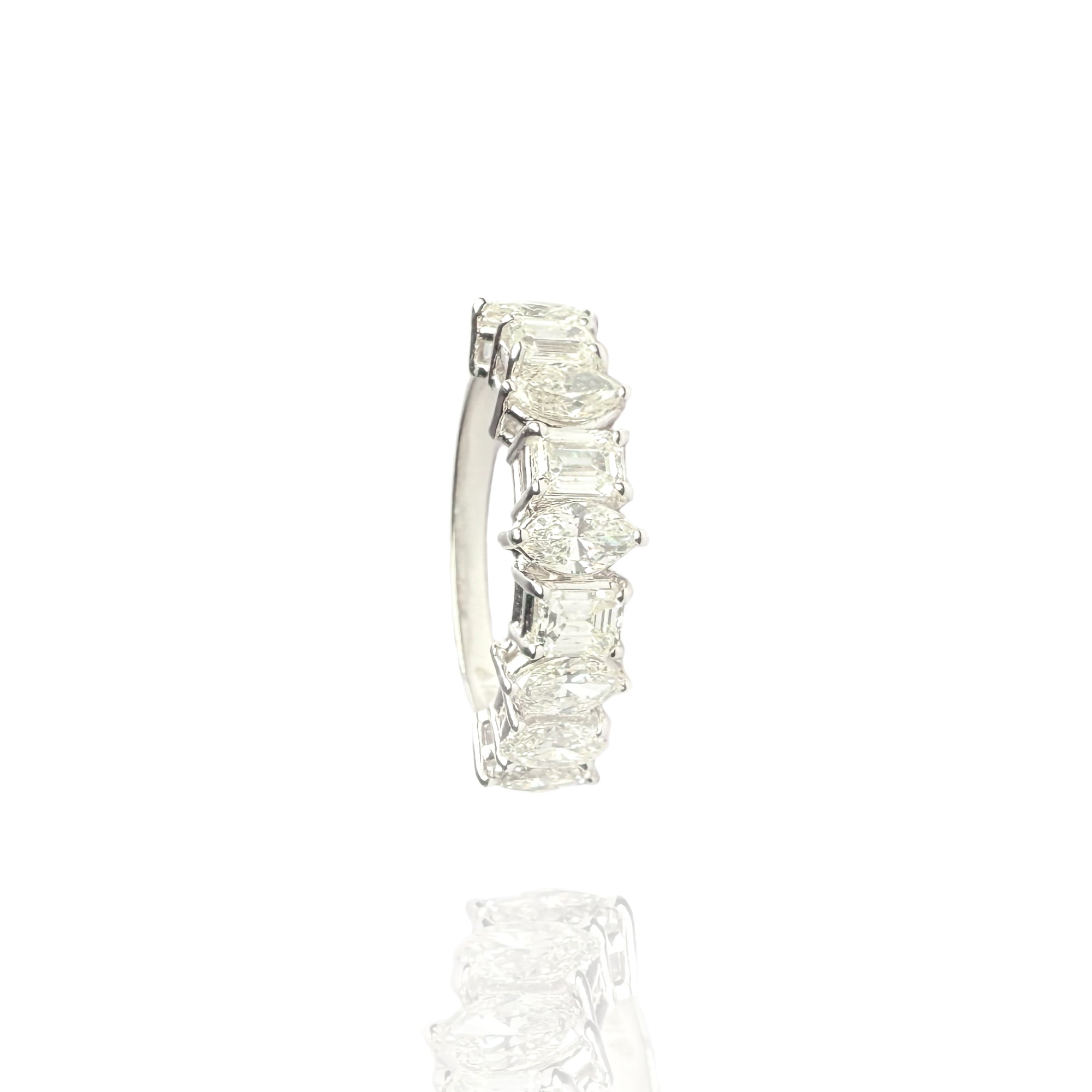 Drop and emerald cut diamond gold ring, luxury handcrafted fine jewellery, statement ring
