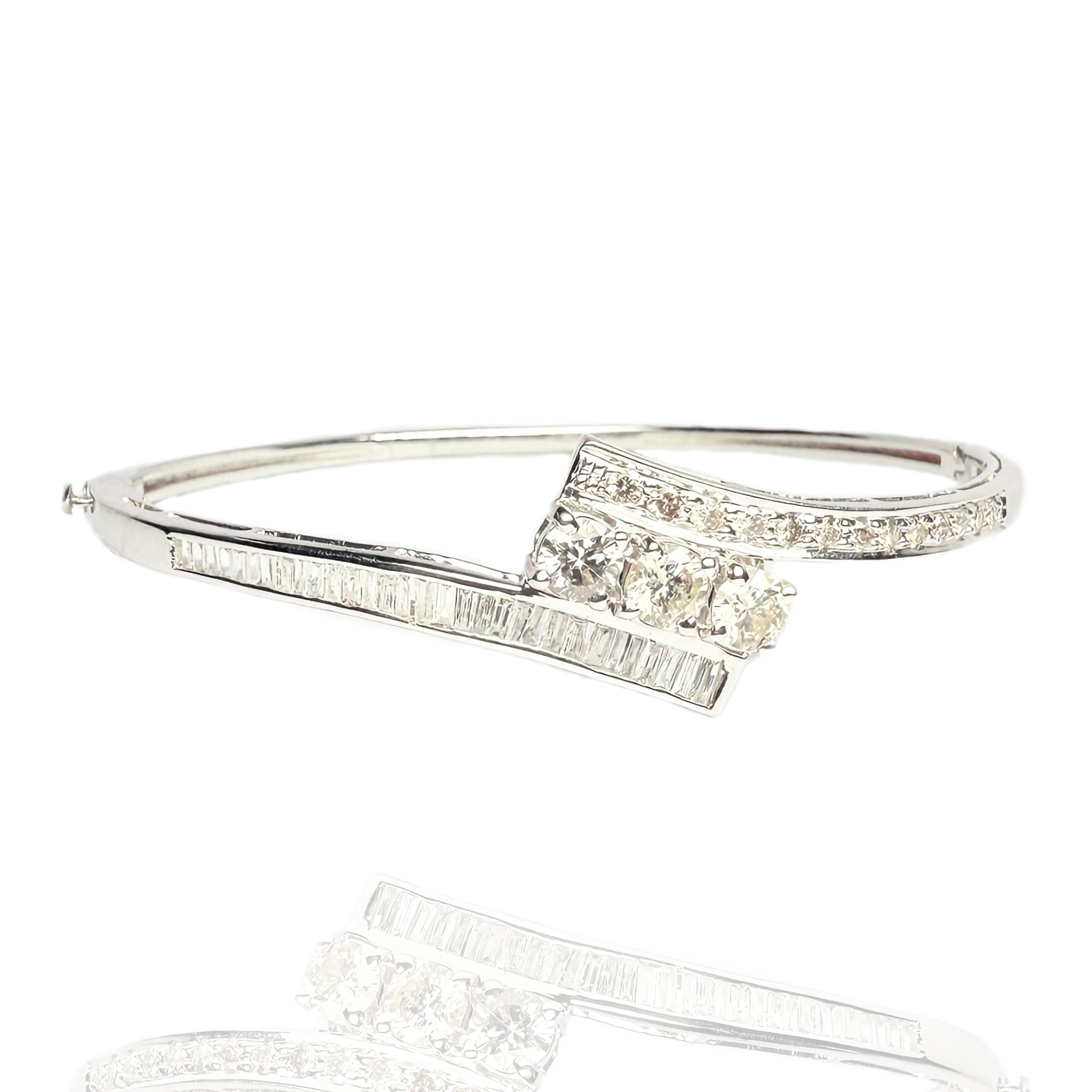 Diamond gold bangle, handcrafted fine jewellery, modern luxury statement bracelet for women