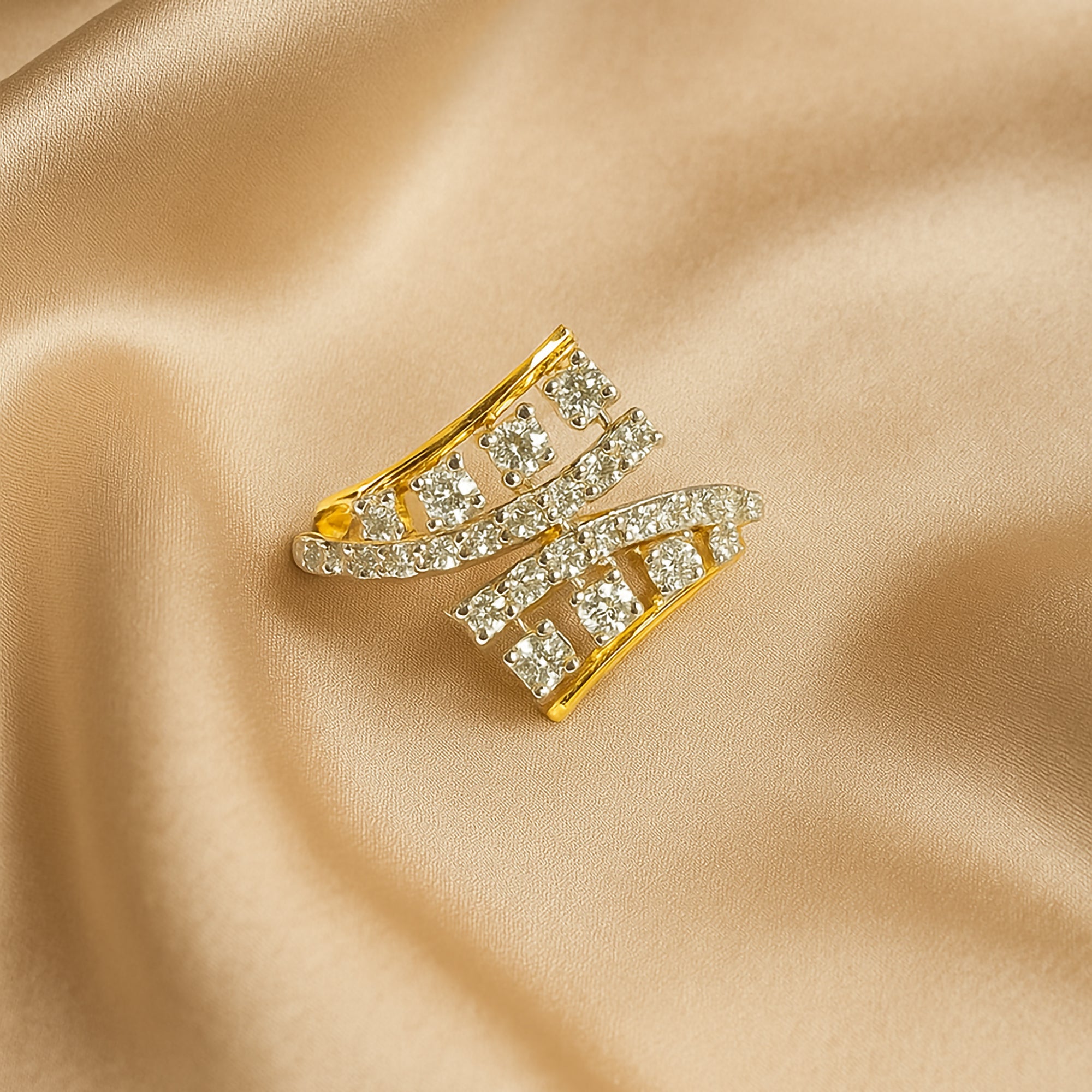 Diamond gold ring, luxury handcrafted fine jewellery, statement ring