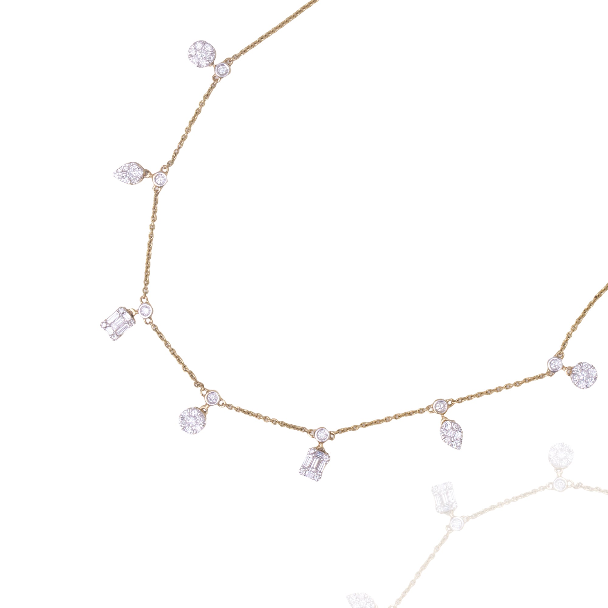 Diamond gold necklace, luxury handcrafted fine jewellery, minimal statement necklace