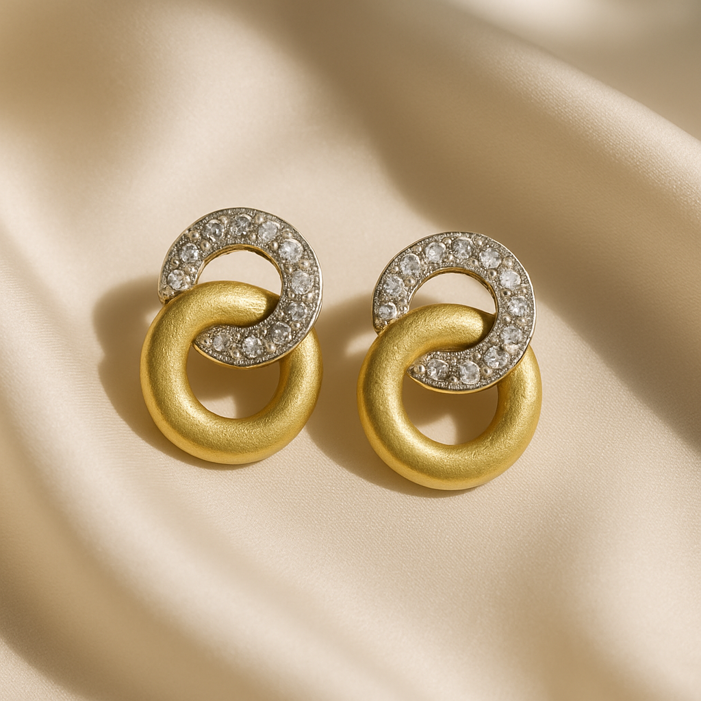 Diamond gold earrings, luxury handcrafted fine jewellery, minimal elegant statement earrings