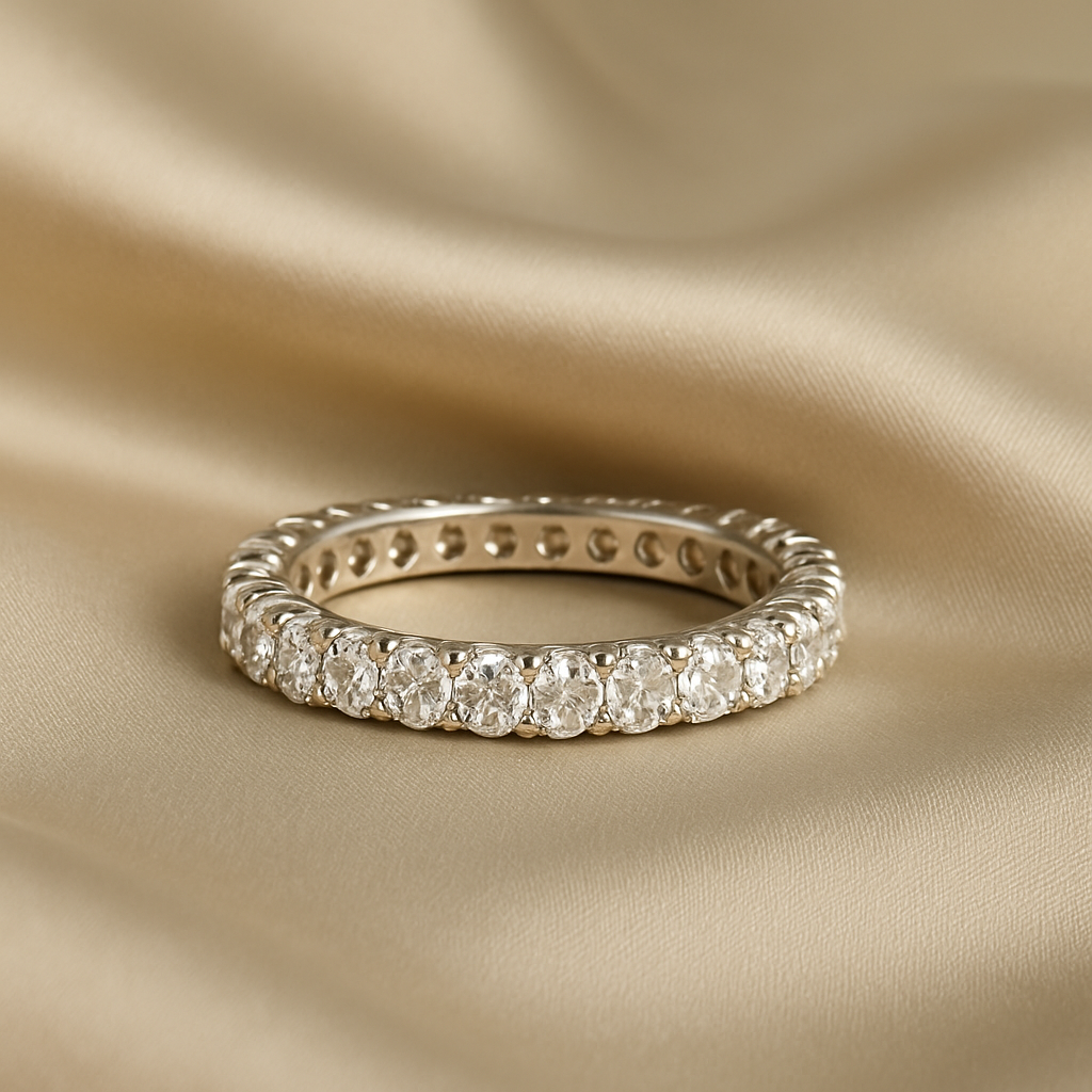 Round cut diamond eternity gold ring, luxury handcrafted fine jewellery, statement ring