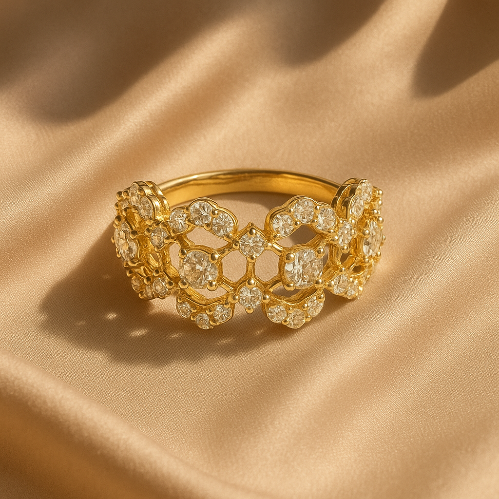 Diamond gold ring, luxury handcrafted fine jewellery, statement ring