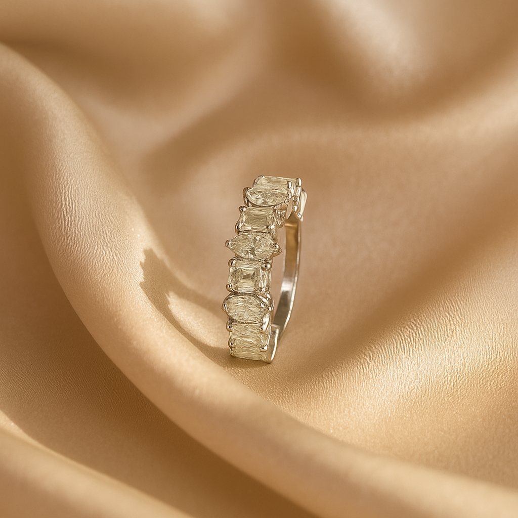 Drop and emerald cut diamond gold ring, luxury handcrafted fine jewellery, statement ring