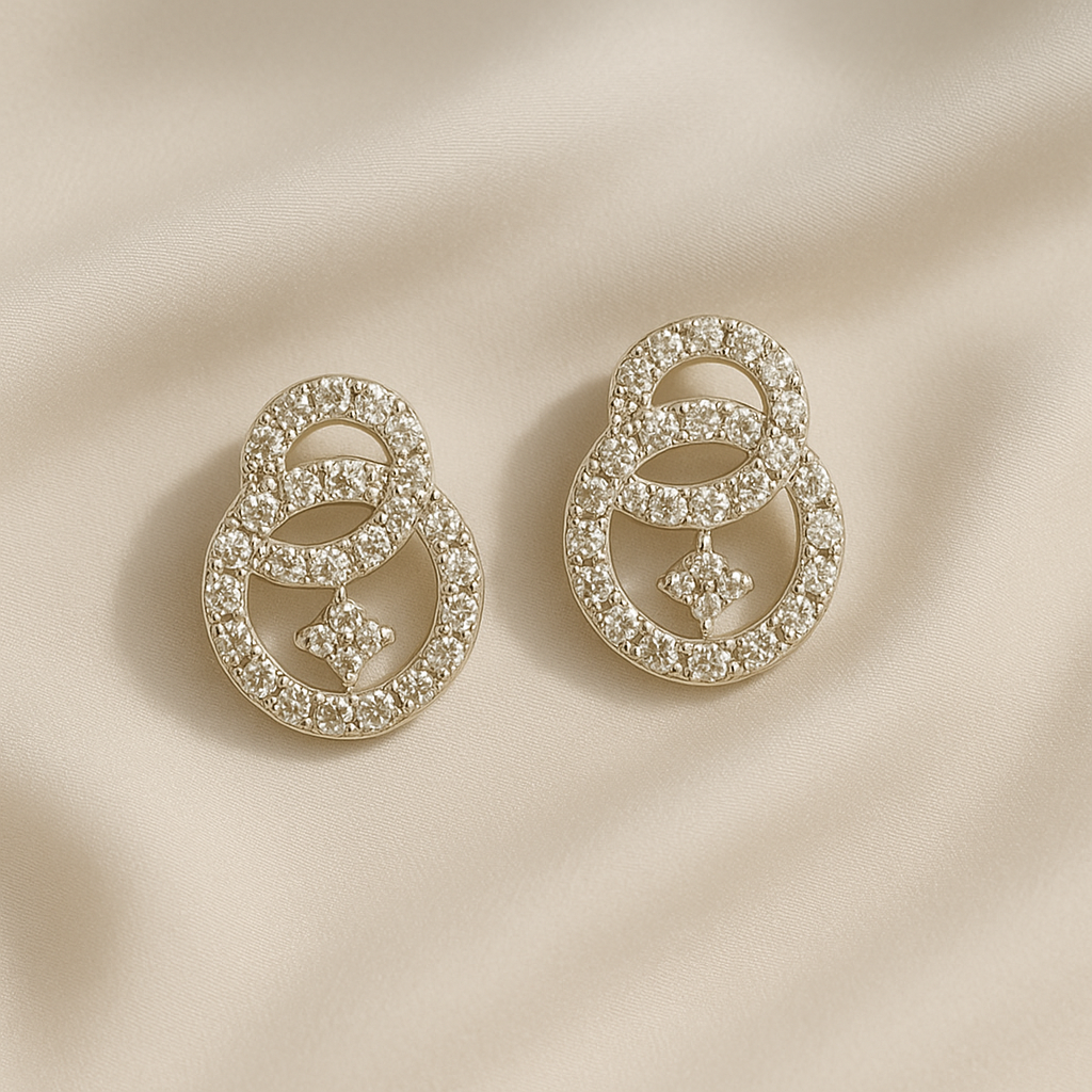 Diamond gold earrings, luxury handcrafted fine jewellery, minimal statement earrings for women