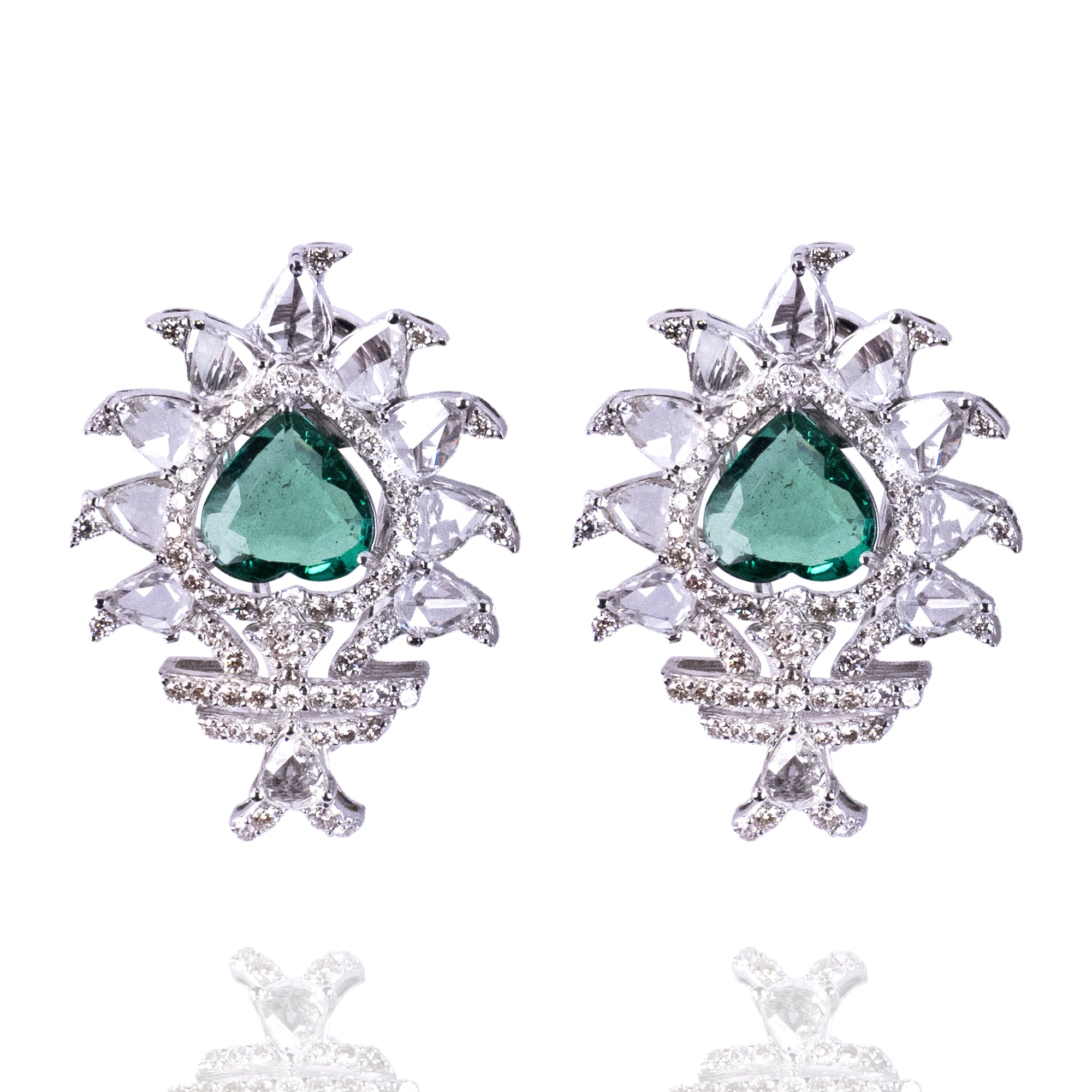 Mosaic Emerald Rose Cut Earrings