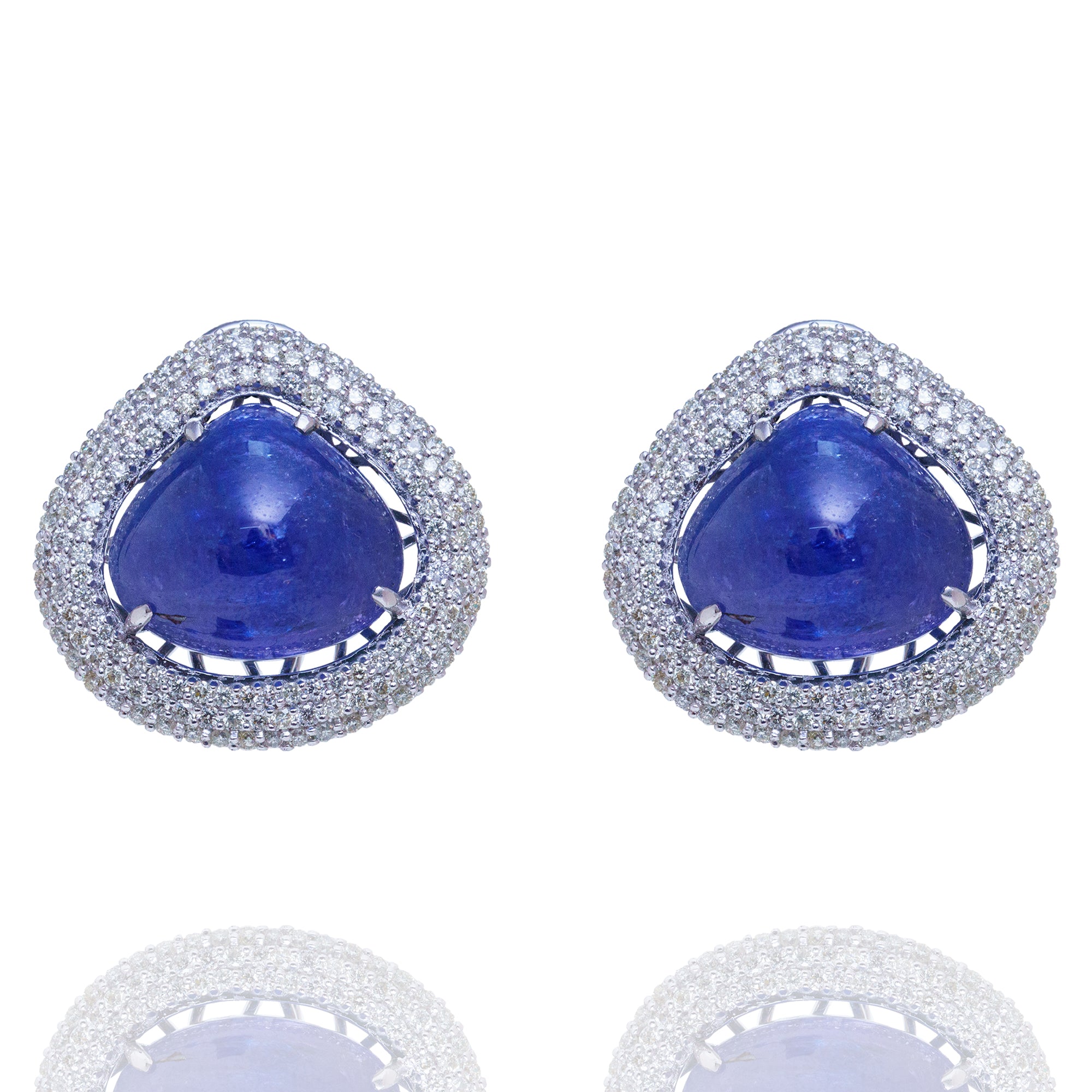 Cushion Tanzanite Diamond Earrings