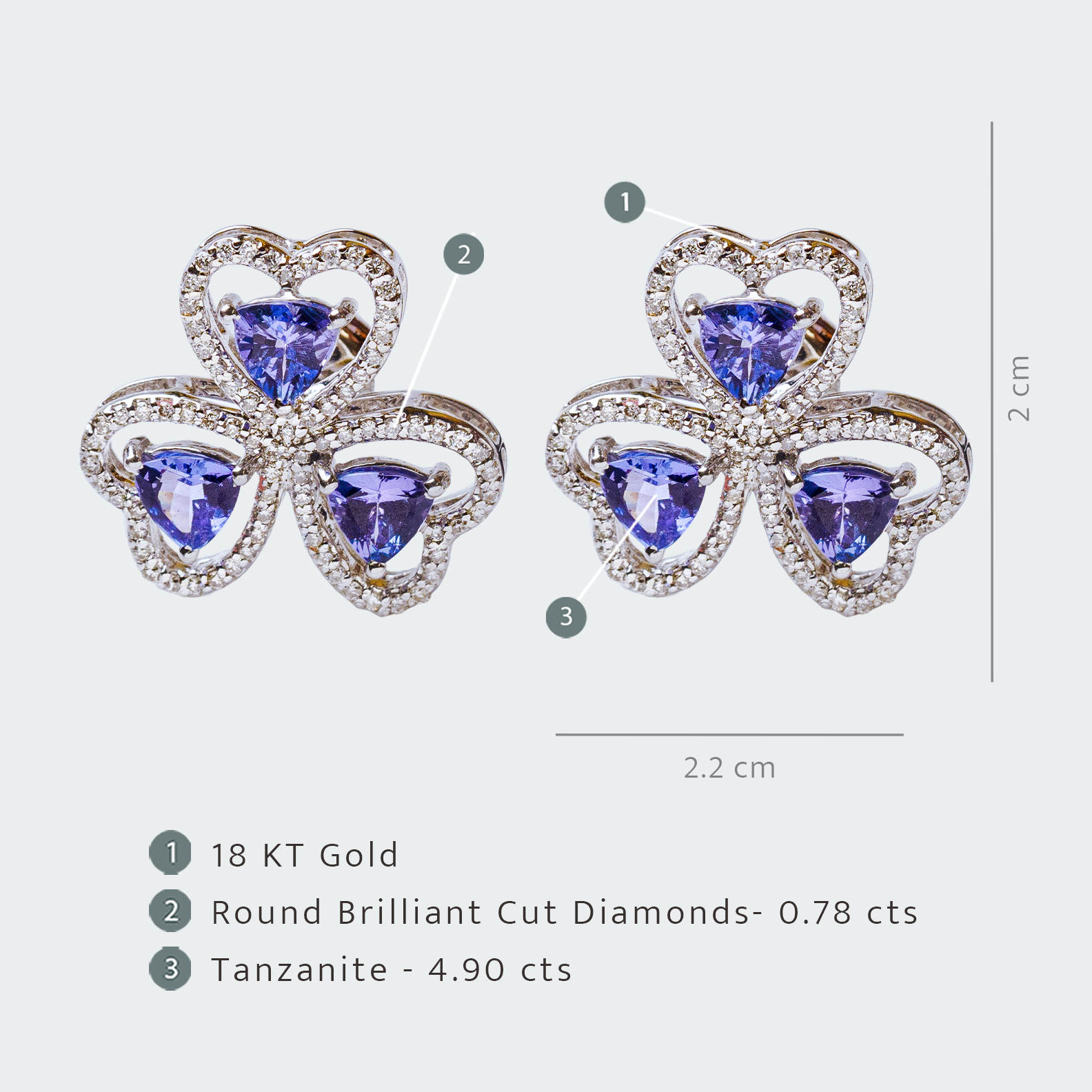 Corazon Tanzanite Diamond Earrings