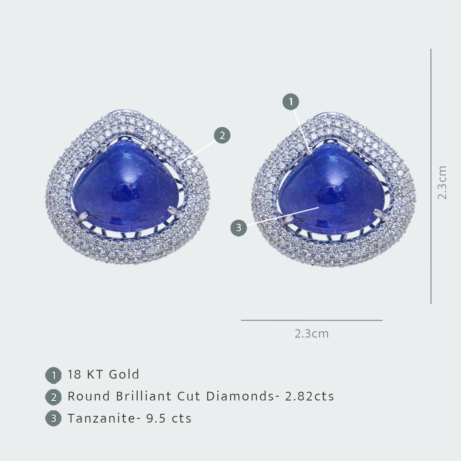 Cushion Tanzanite Diamond Earrings