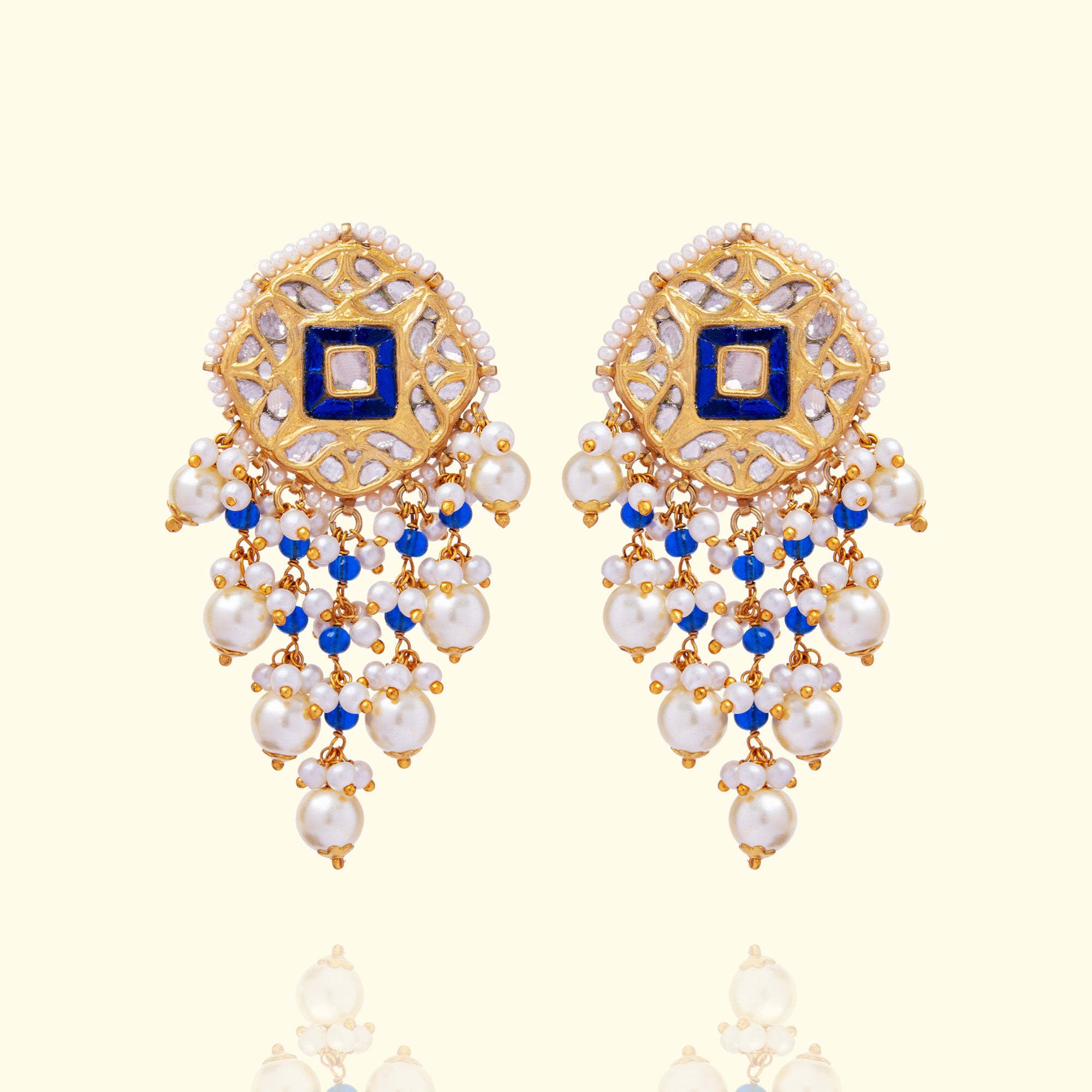 Blue Moon Sapphire Polki Earrings