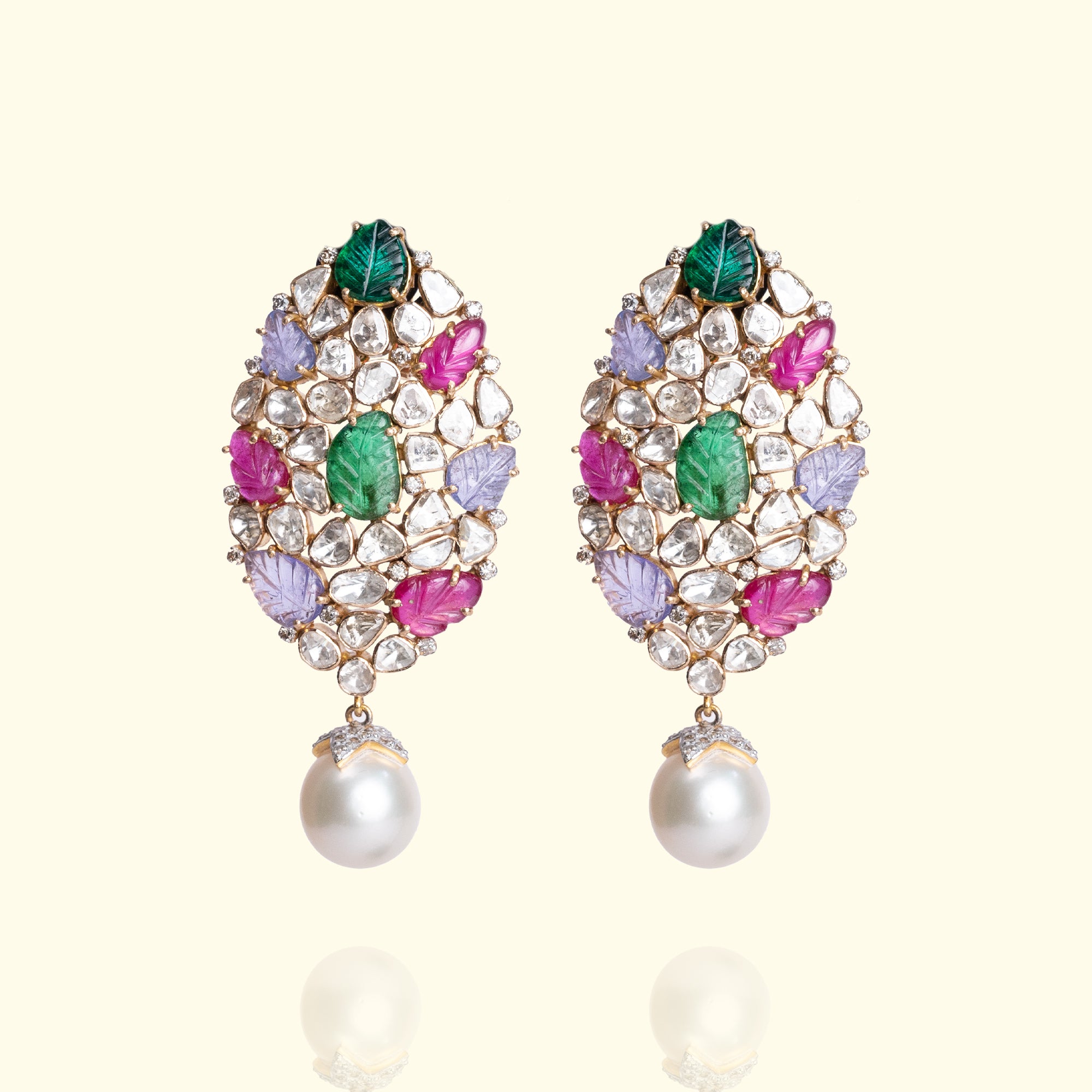 Abelia Emerald ruby polki Earrings