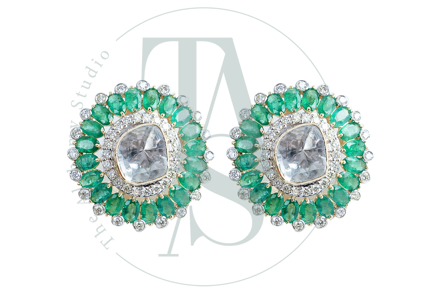 Triya Emerald and Polki Earrings