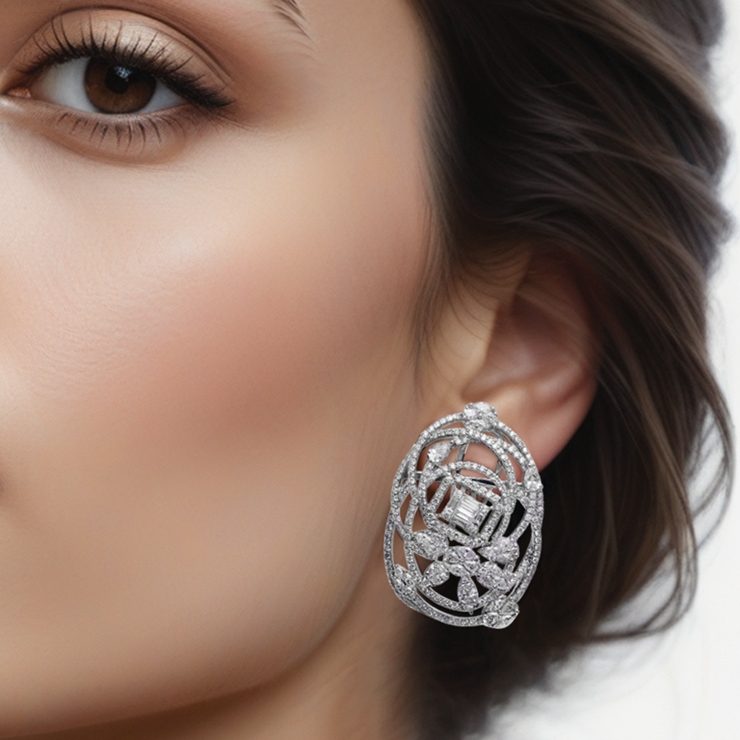 Oversized Pressure Diamond Earrings