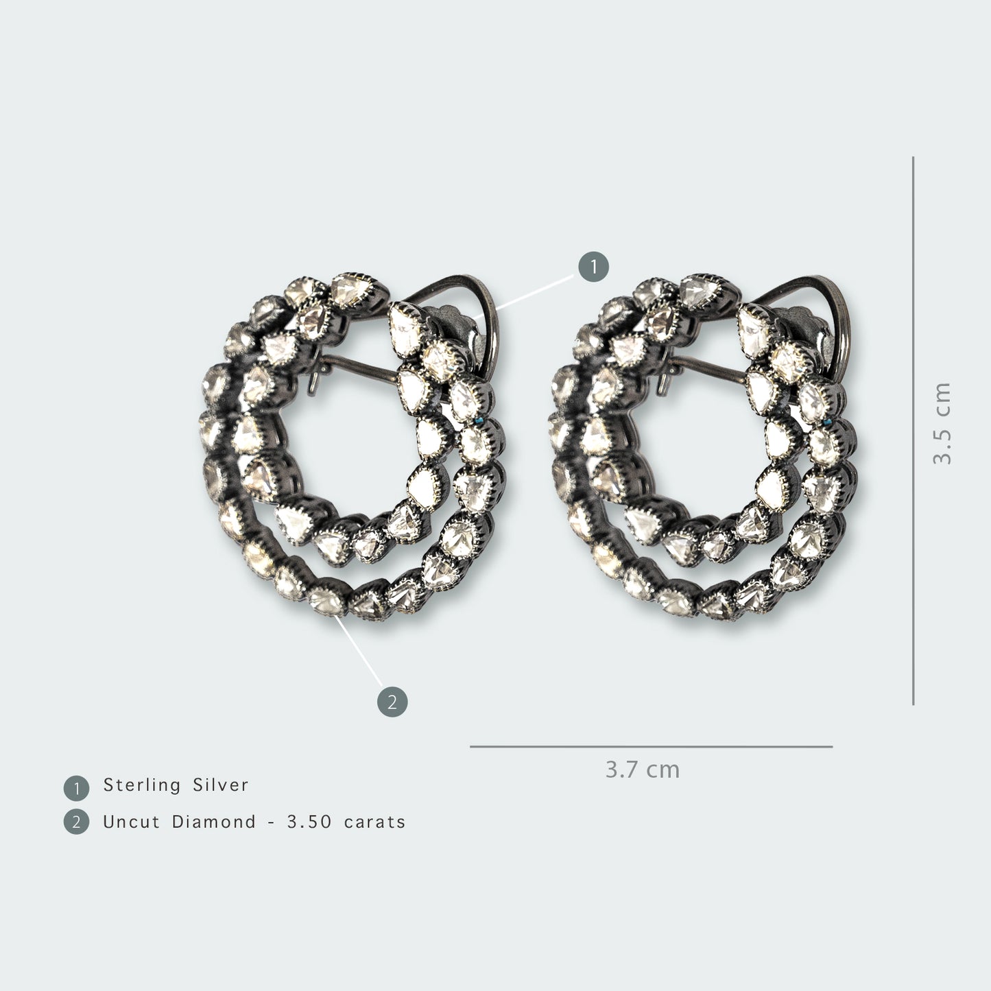 Dual Layered Uncut Diamond Hoops