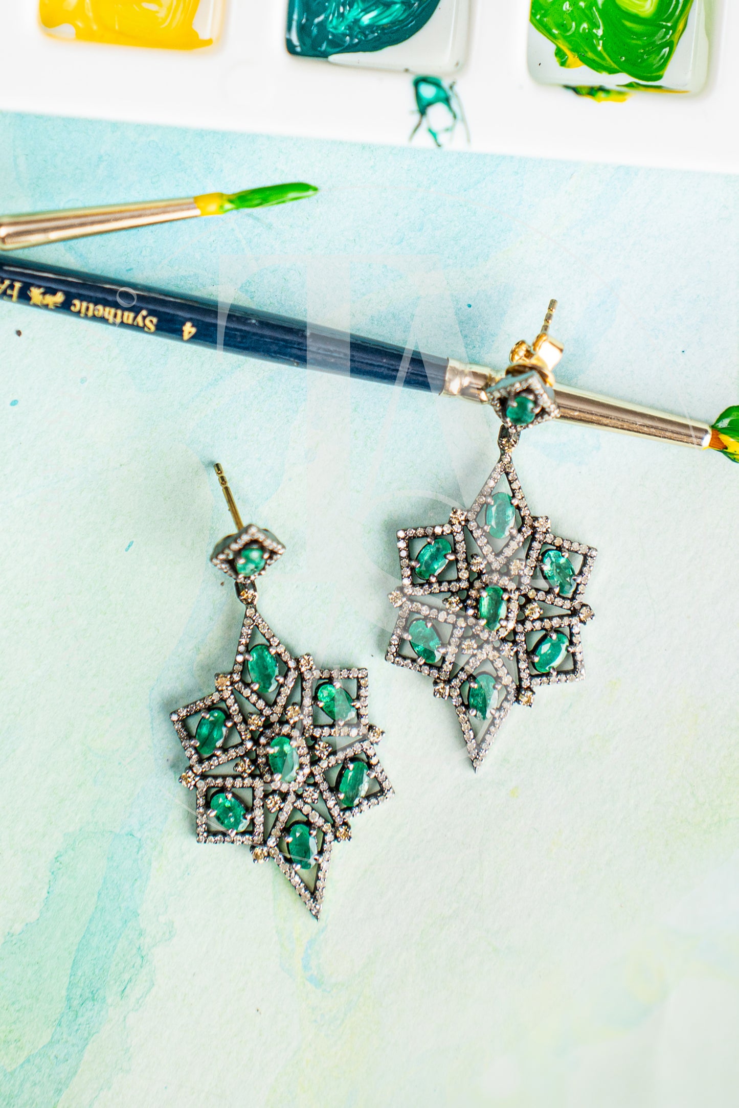 Everett Emerald and Diamond Earrings
