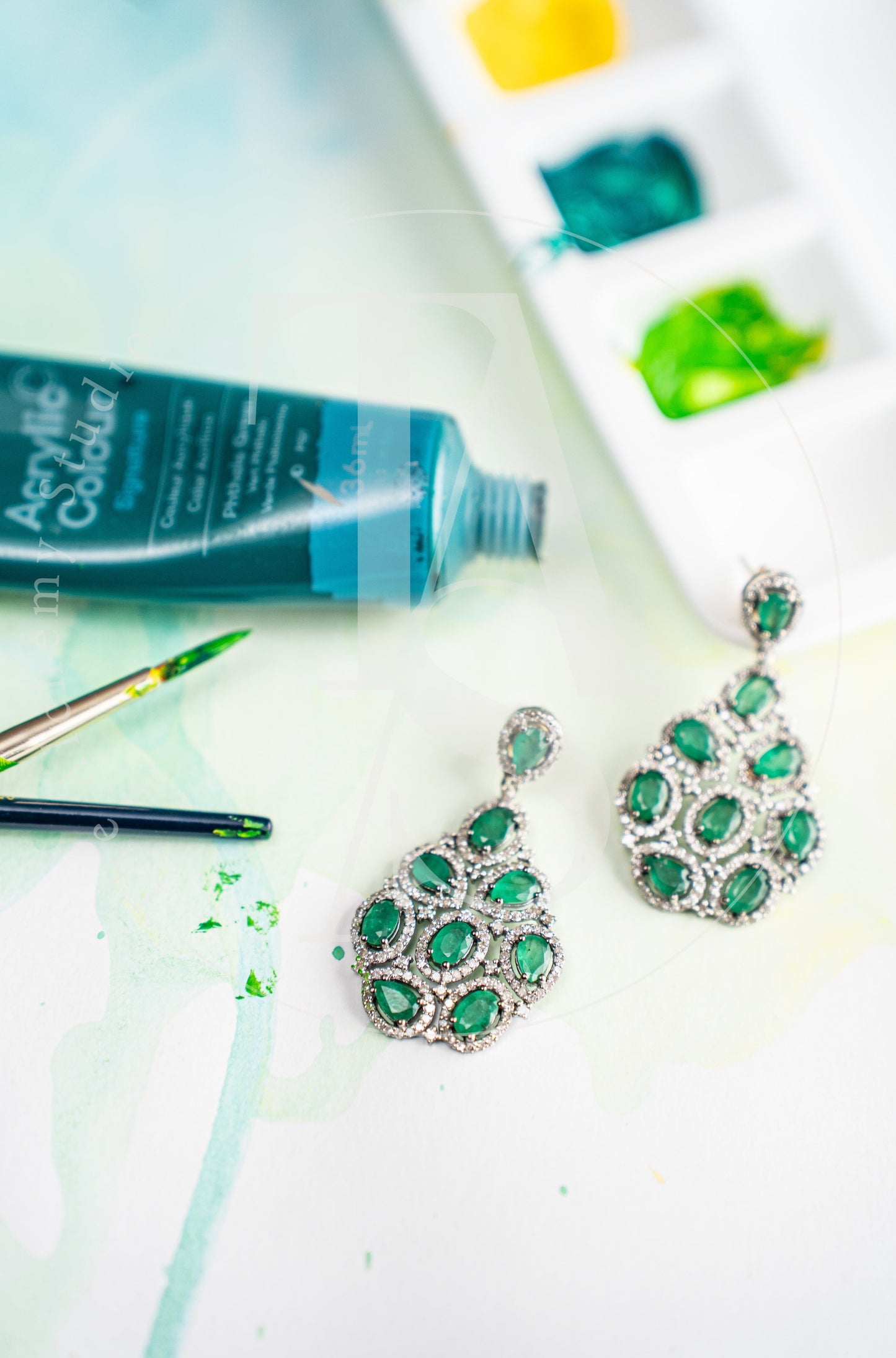 Erelah Emerald and Diamond Earrings