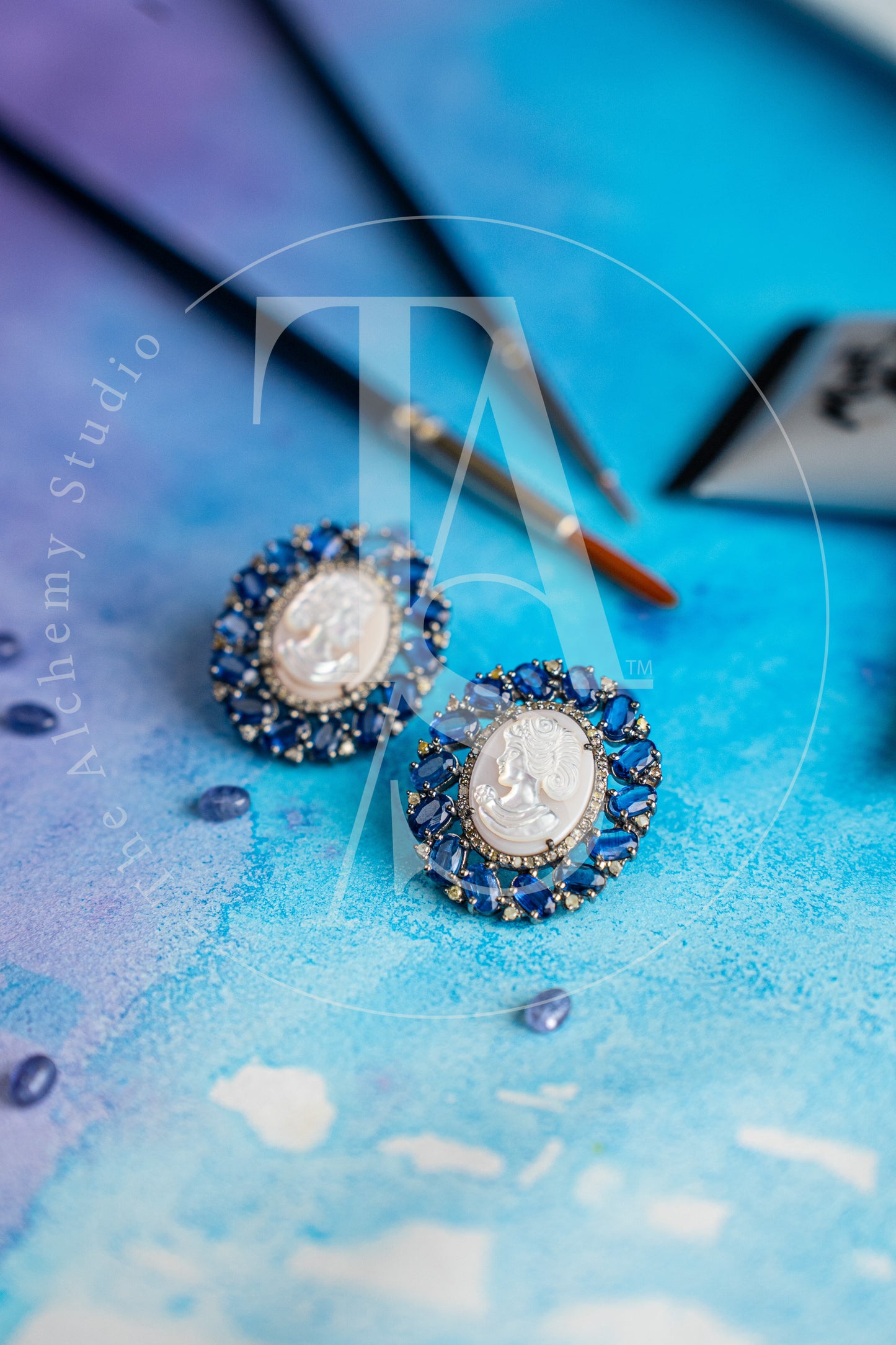 Belinay Sapphire and Mother of Pearl Earrings