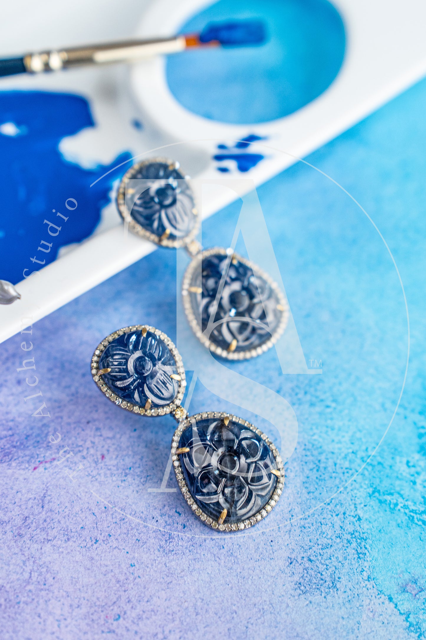 Emery Blue Sapphire and Diamond Earrings