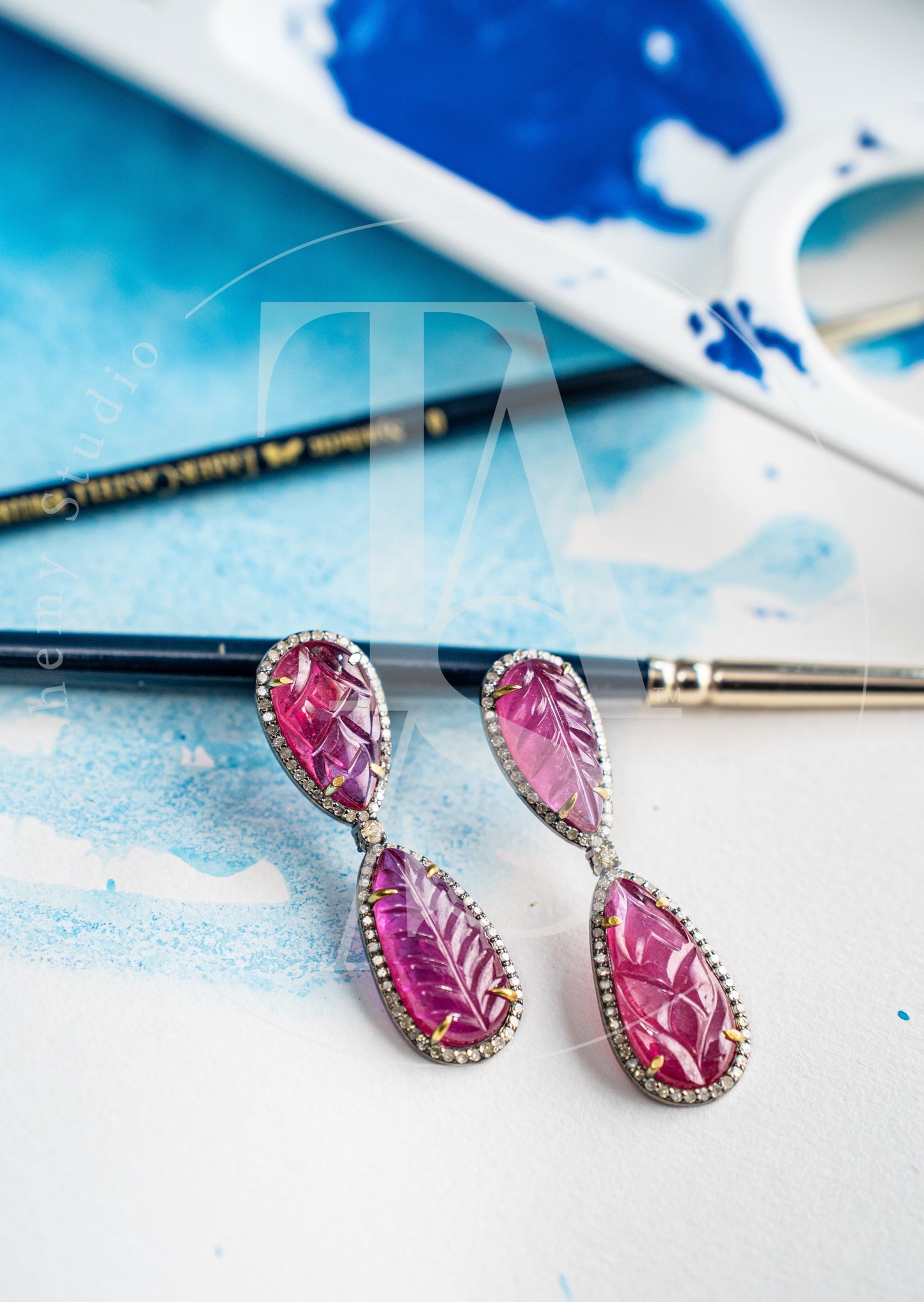 Donya Ruby and Diamond Earrings