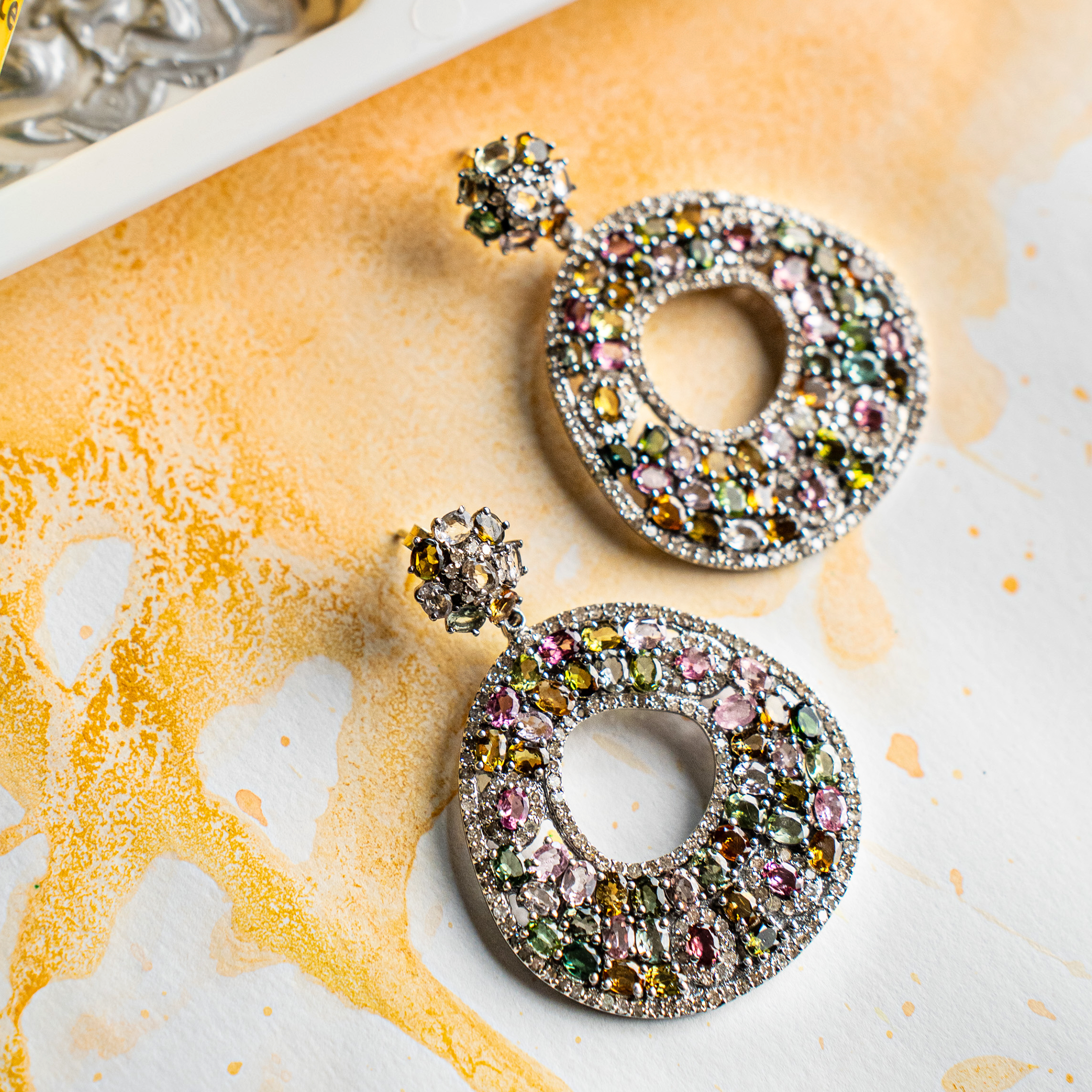 Faye Multi Sapphire Diamond Earrings