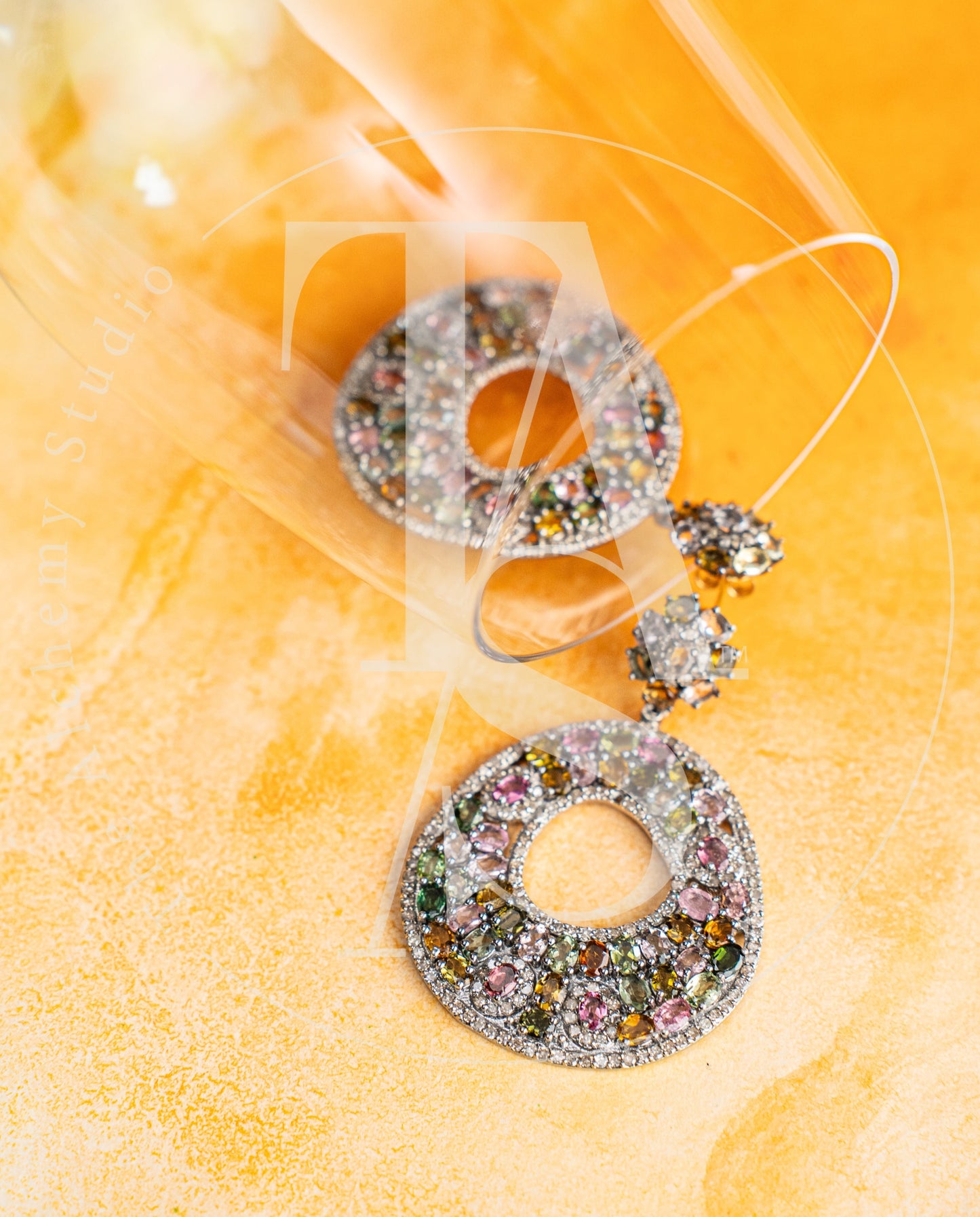 Faye Drizzle Diamond and Multi Sapphire Earrings