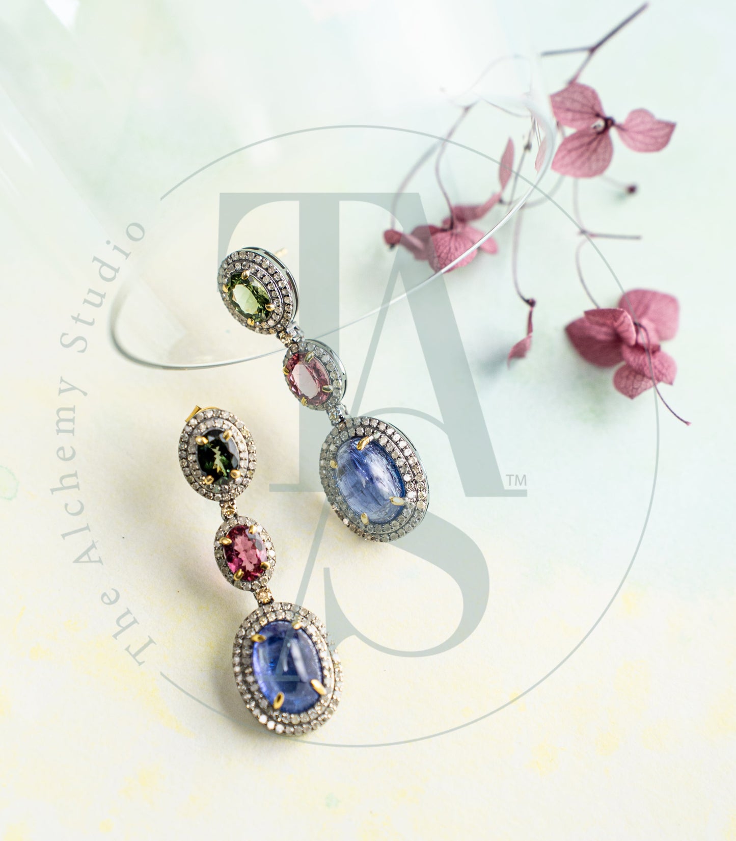 Cherine Tanzanite and Tourmaline Earrings