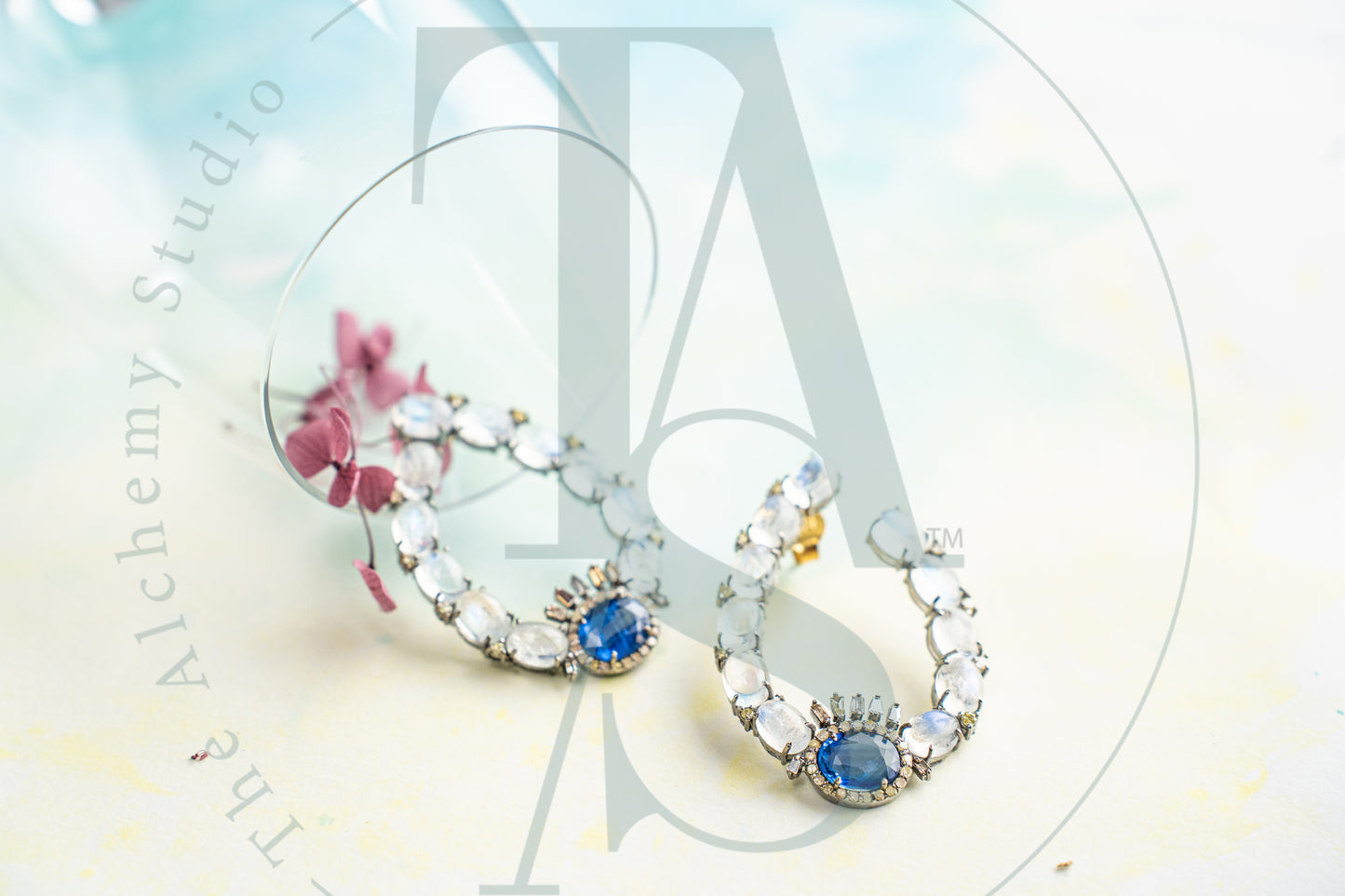 Albinia Sapphire and Moonstone Earrings