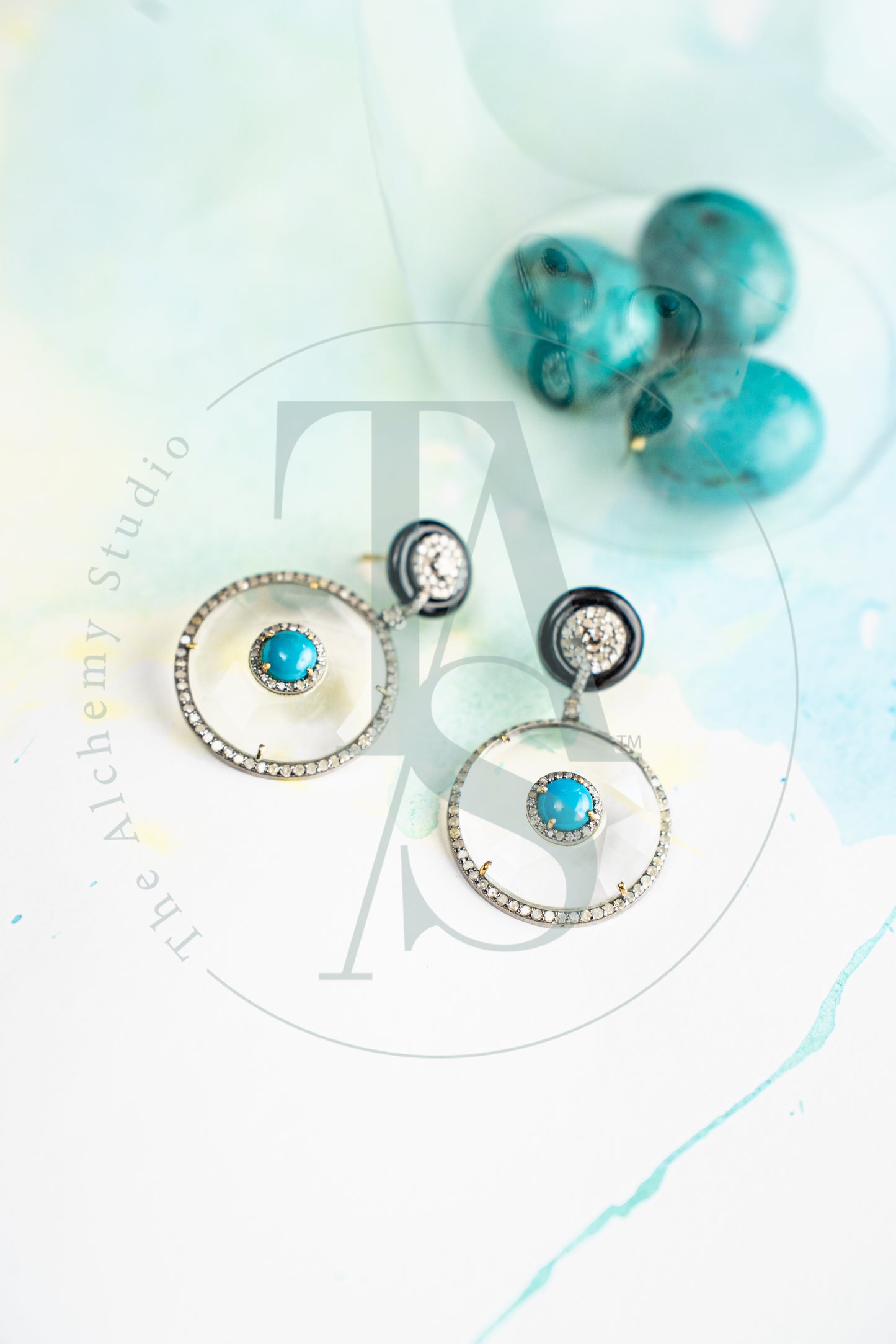 Lynx Dual Turquoise and Crystal Earrings