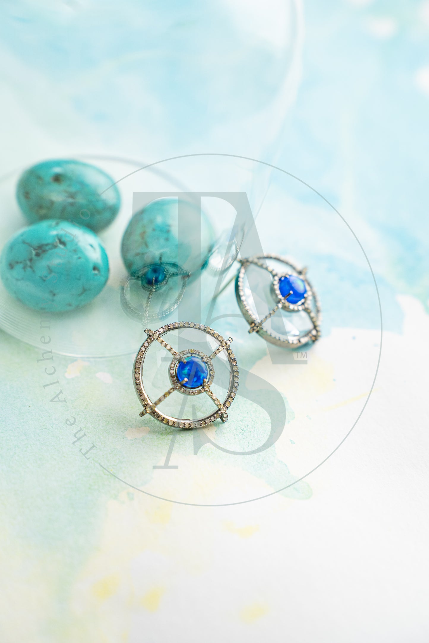 Cosette Blue Opal and Crystal Earrings